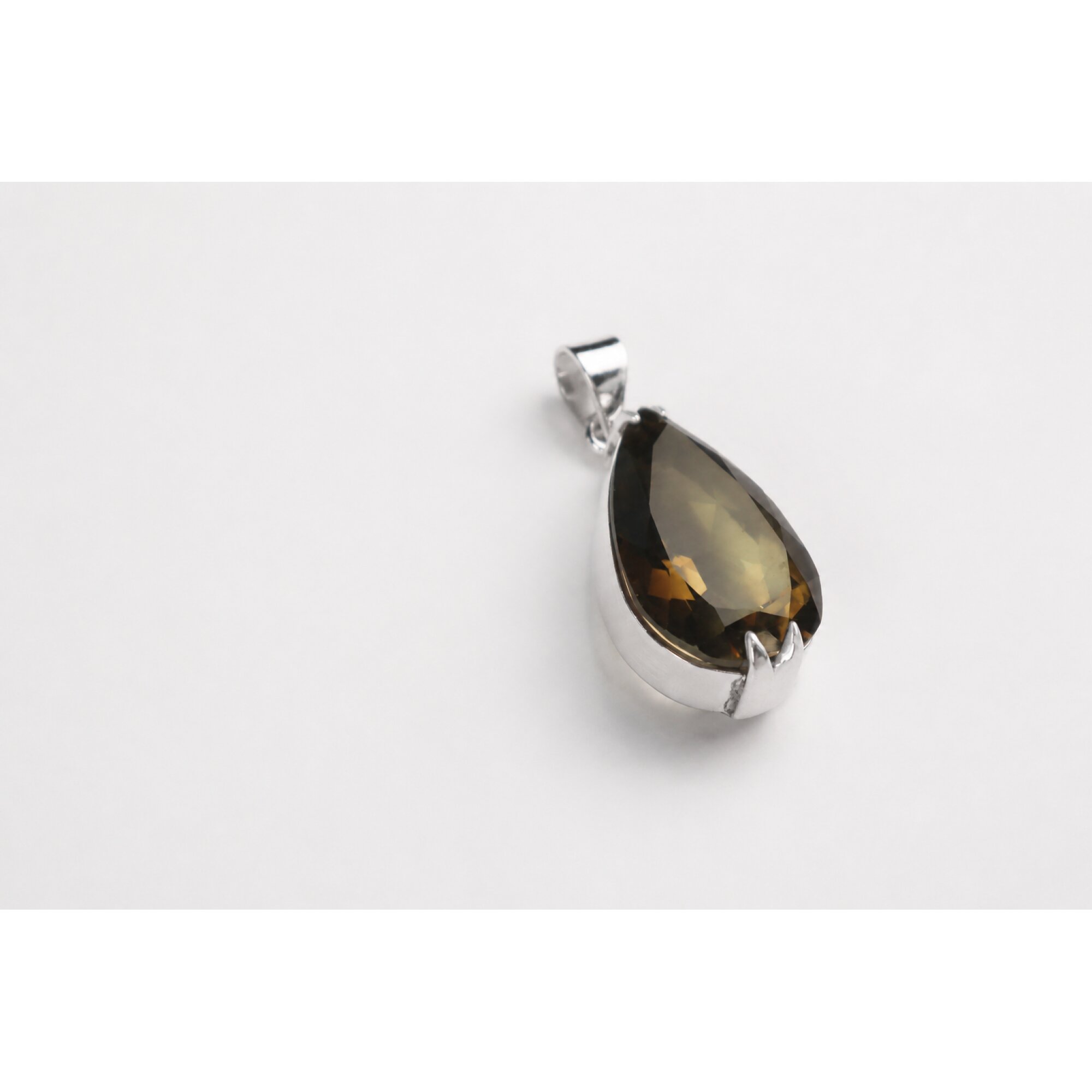 brown Natural smokey quartz teardrop 925 Sterling Silver Pendant 40 mm – photo 2