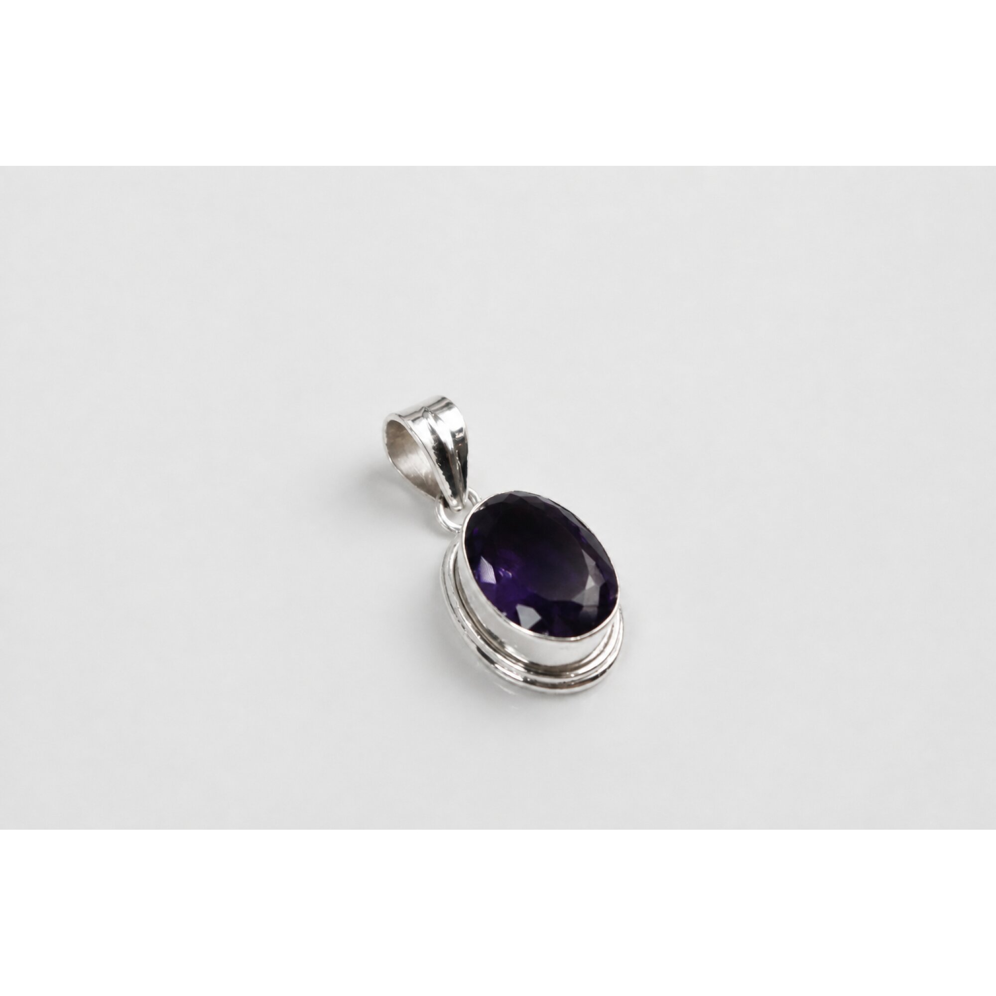 Clear purple Natural amethyst oval 925 Sterling Silver Pendant 31 mm – photo 10