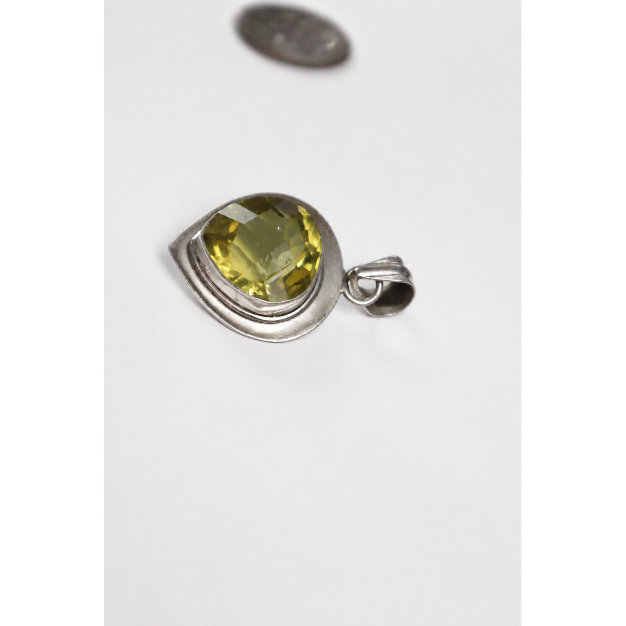 Clear yellow Natural citrine heart 925 Sterling Silver Pendant 41 mm – photo 5