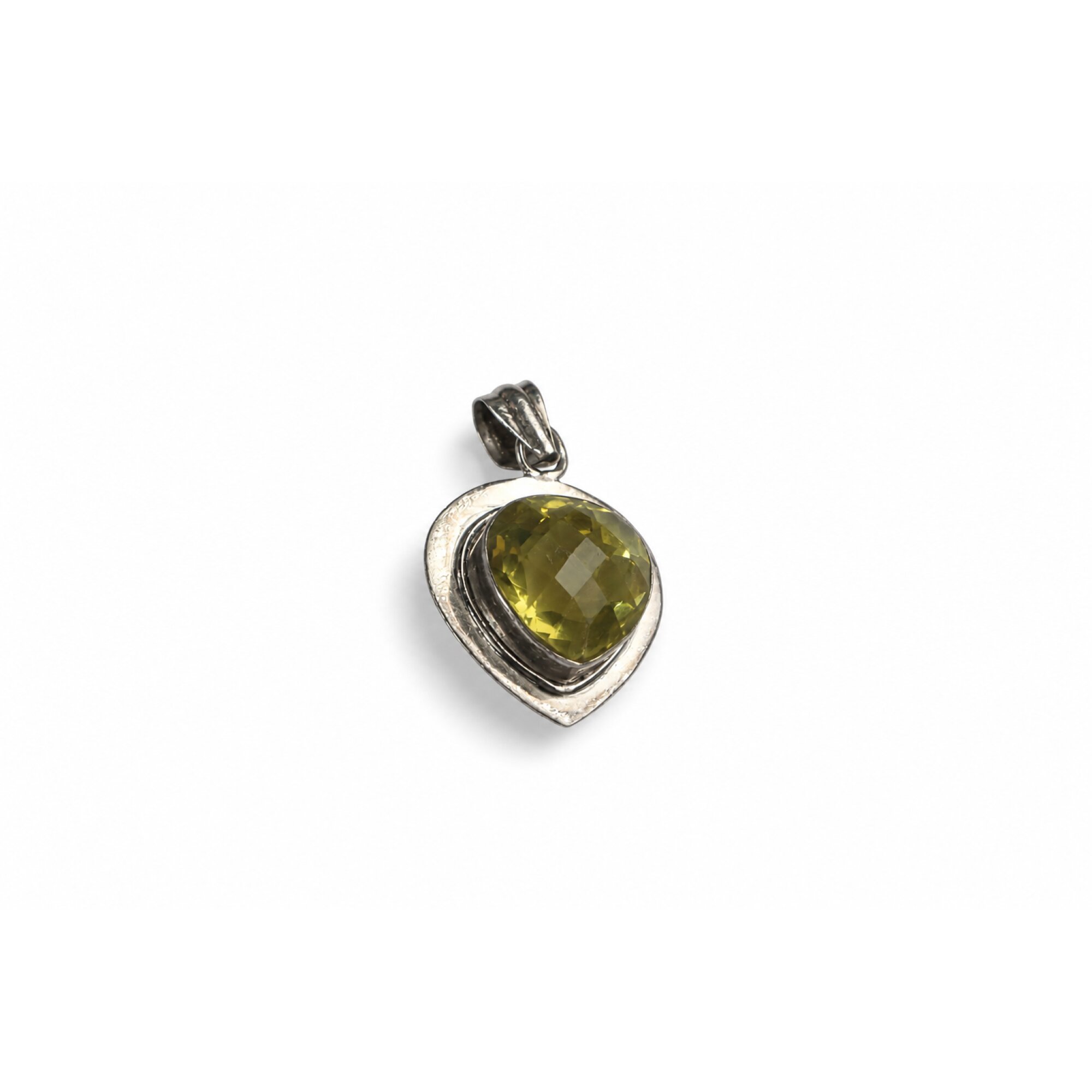 Clear yellow Natural citrine heart 925 Sterling Silver Pendant 41 mm – photo 7