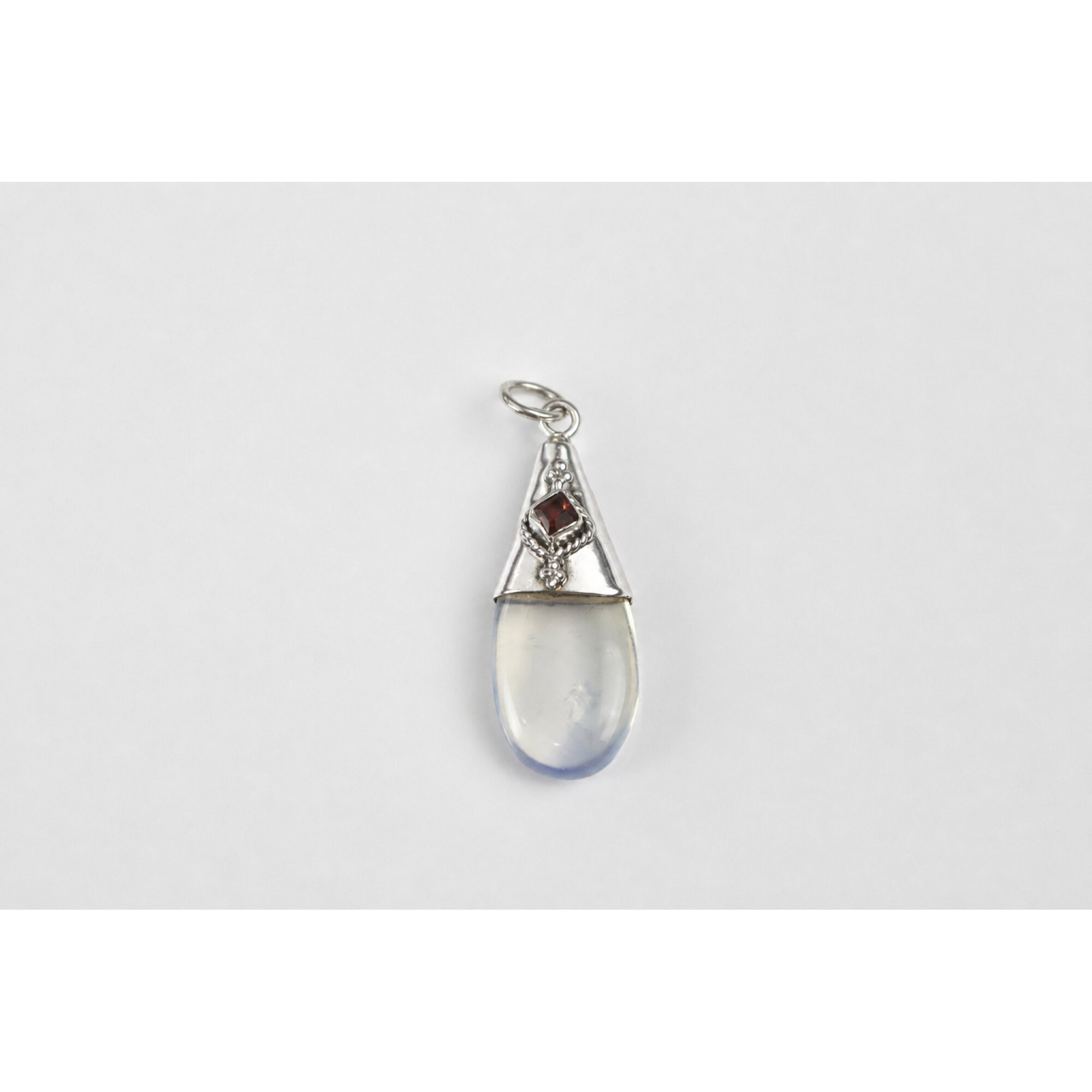Clear white blue Opalite teardrop 925 Sterling Silver Pendant 38 mm – photo 8