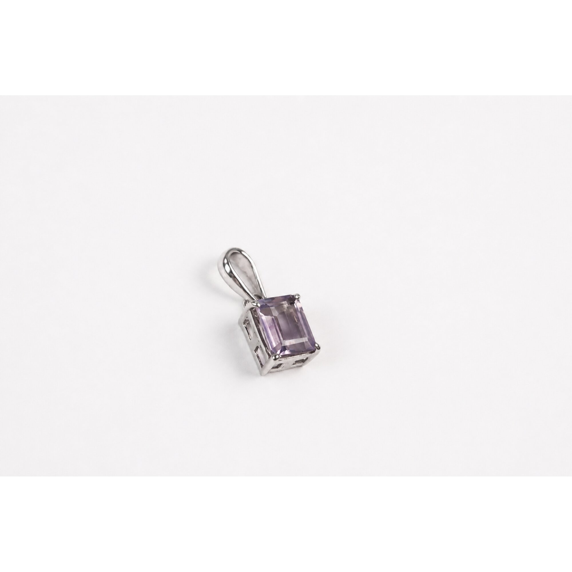 Clear light purple Natural amethyst rectangle 925 Sterling Silver Pendant 23 mm – photo 4
