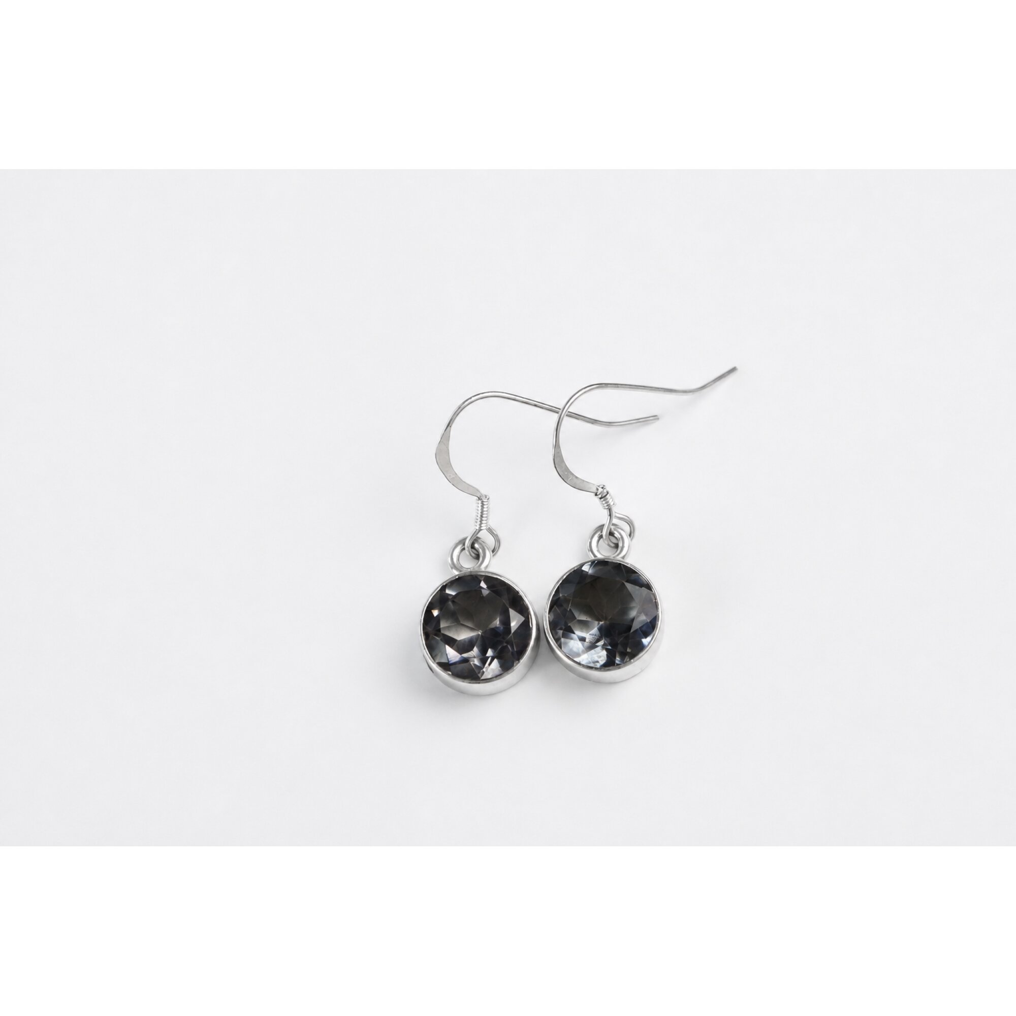 Clear blue Natural aquamarine round faceted 925 Sterling Silver Earrings 30 mm – photo 8
