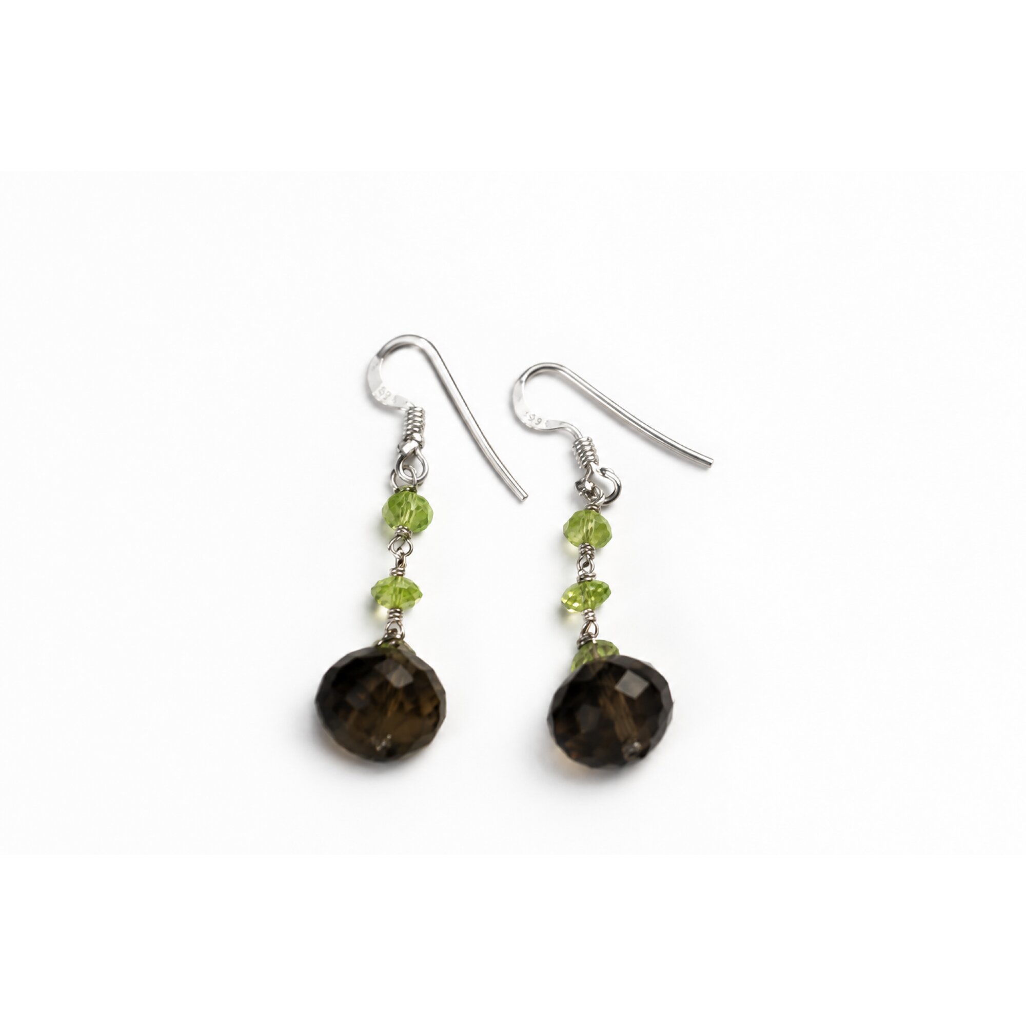 brown Natural Smoky Quartz faceted round 925 Sterling Silver Earrings 54 mm – photo 5