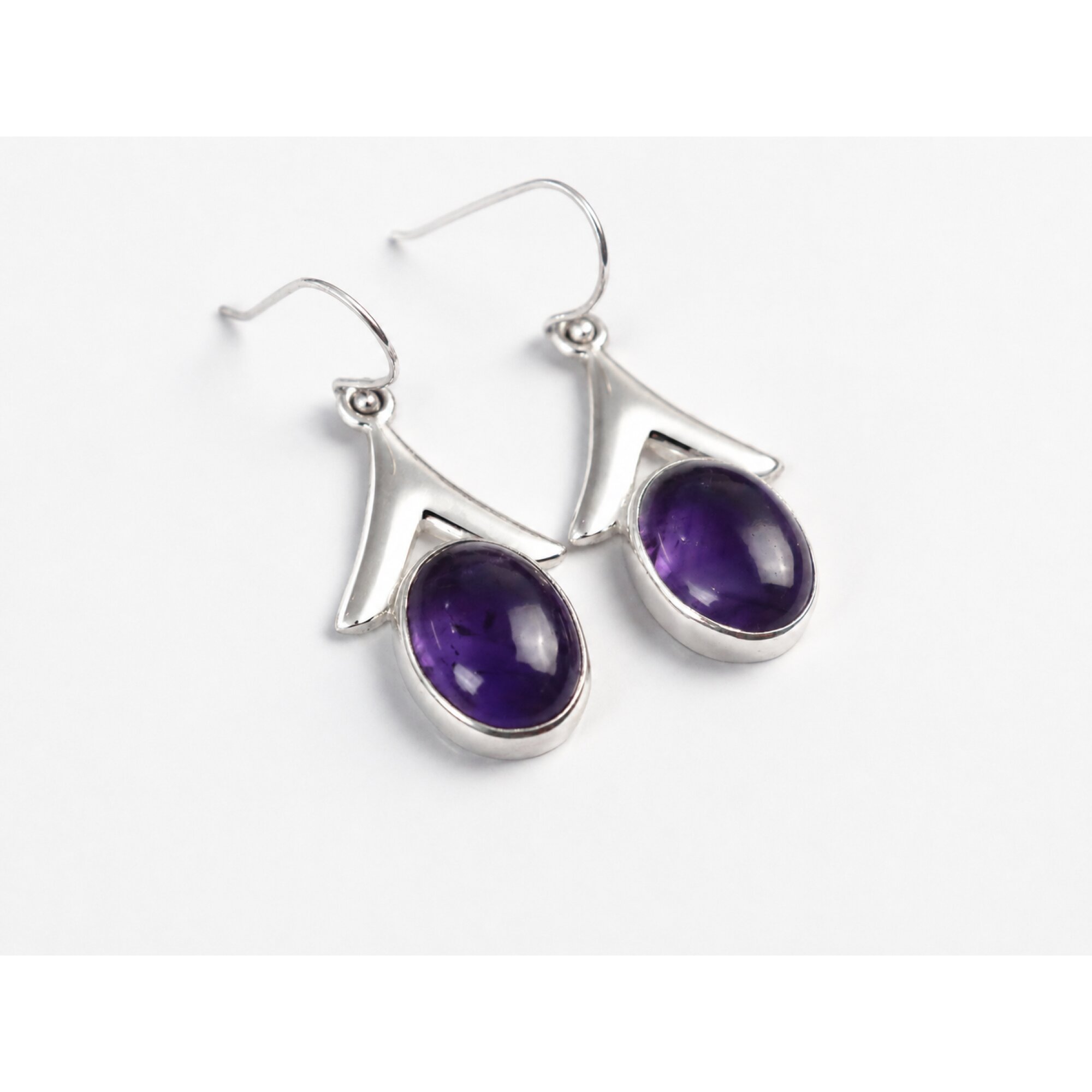 Clear purple Natural amethyst oval 925 Sterling Silver Earrings 44 mm – photo 12
