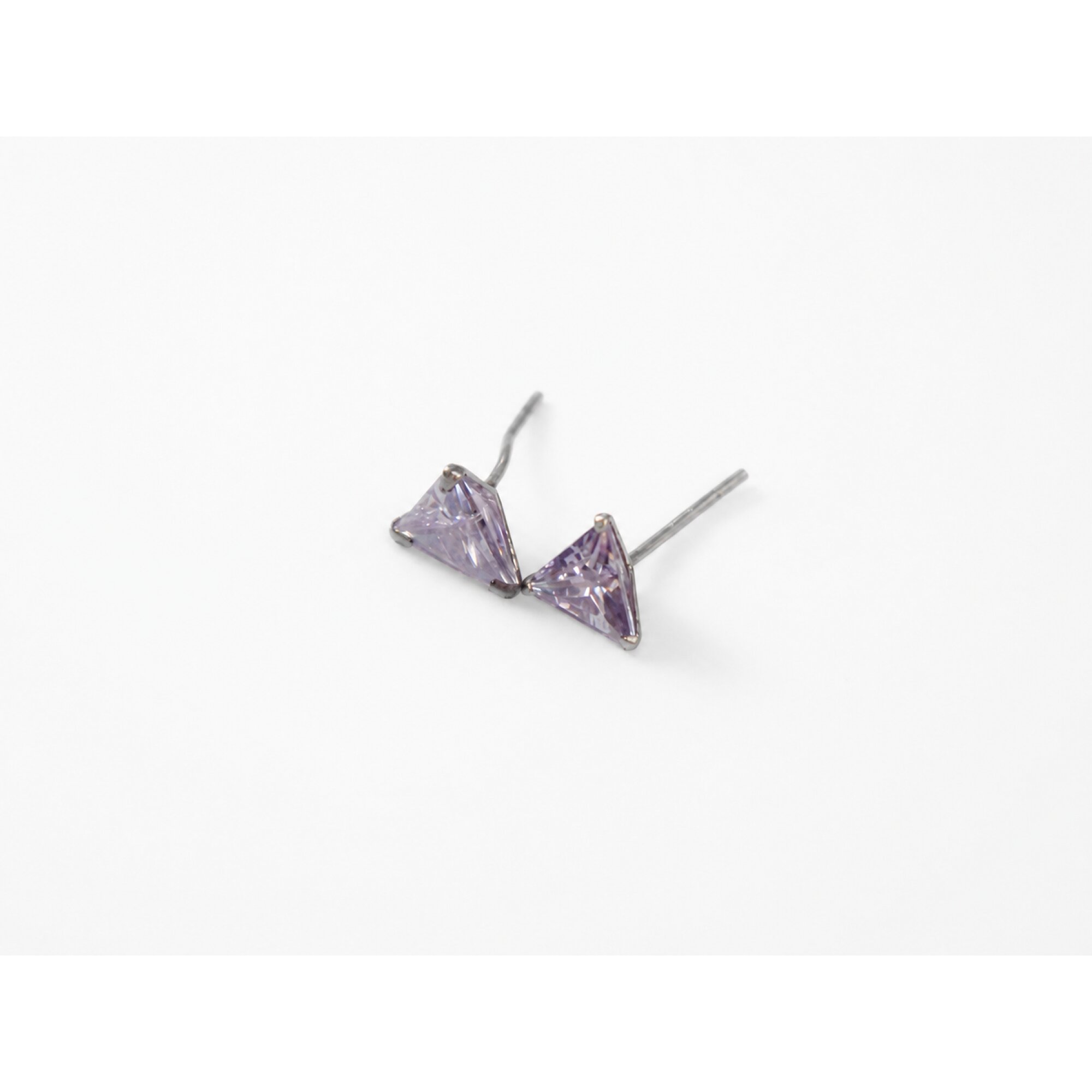 Clear purple Natural amethyst triangle 925 Sterling Silver Earrings 7 mm – photo 3