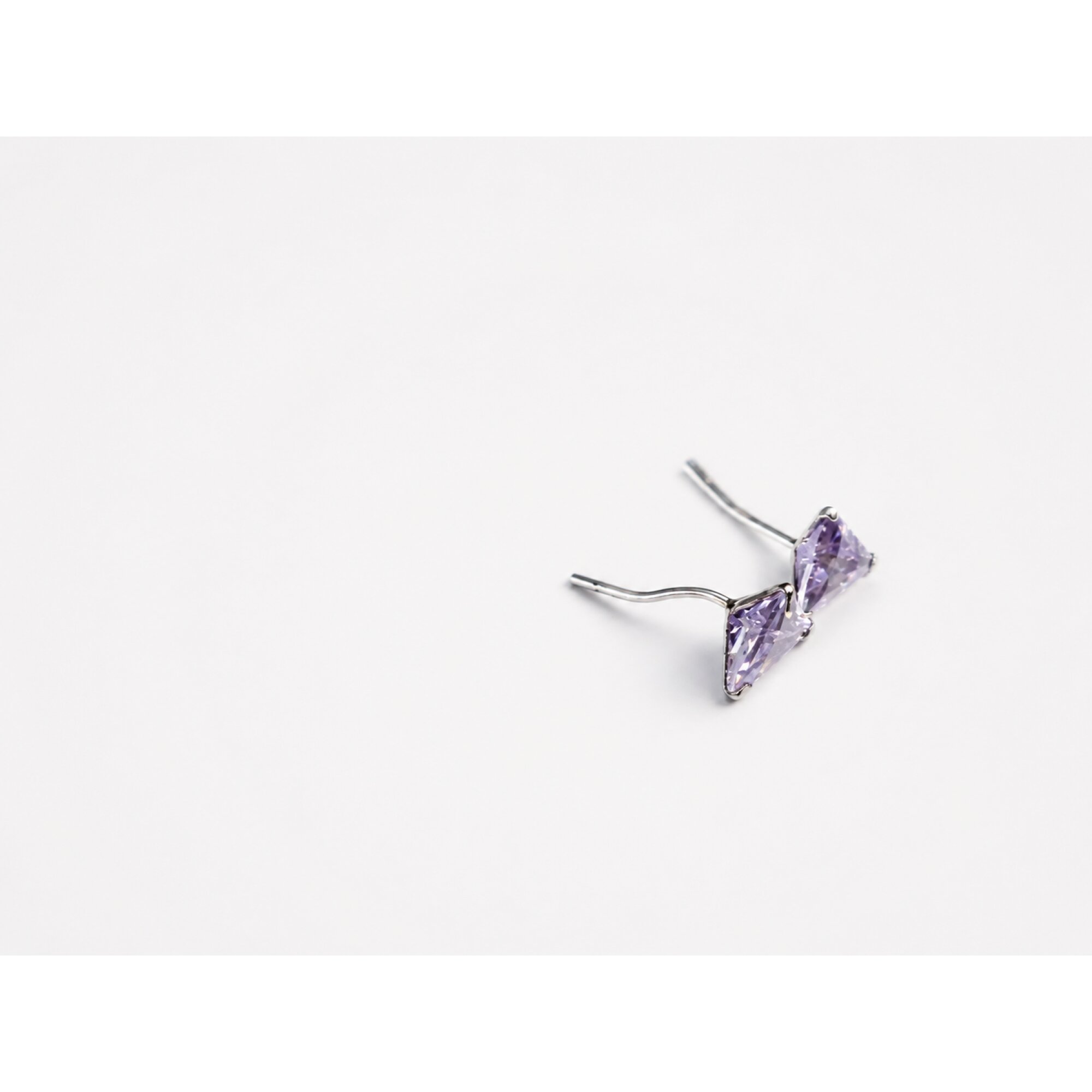 Clear purple Natural amethyst triangle 925 Sterling Silver Earrings 7 mm – photo 4