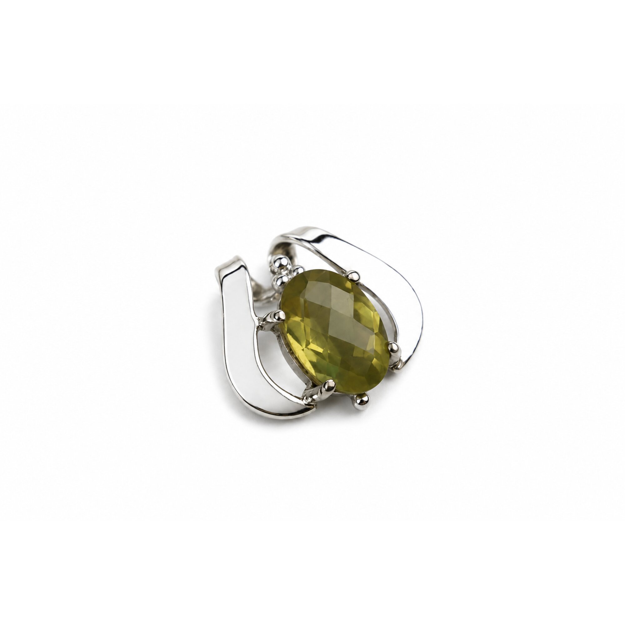 Clear yellow Natural Lemon Quartz oval 925 Sterling Silver Pendant 25 mm – photo 5