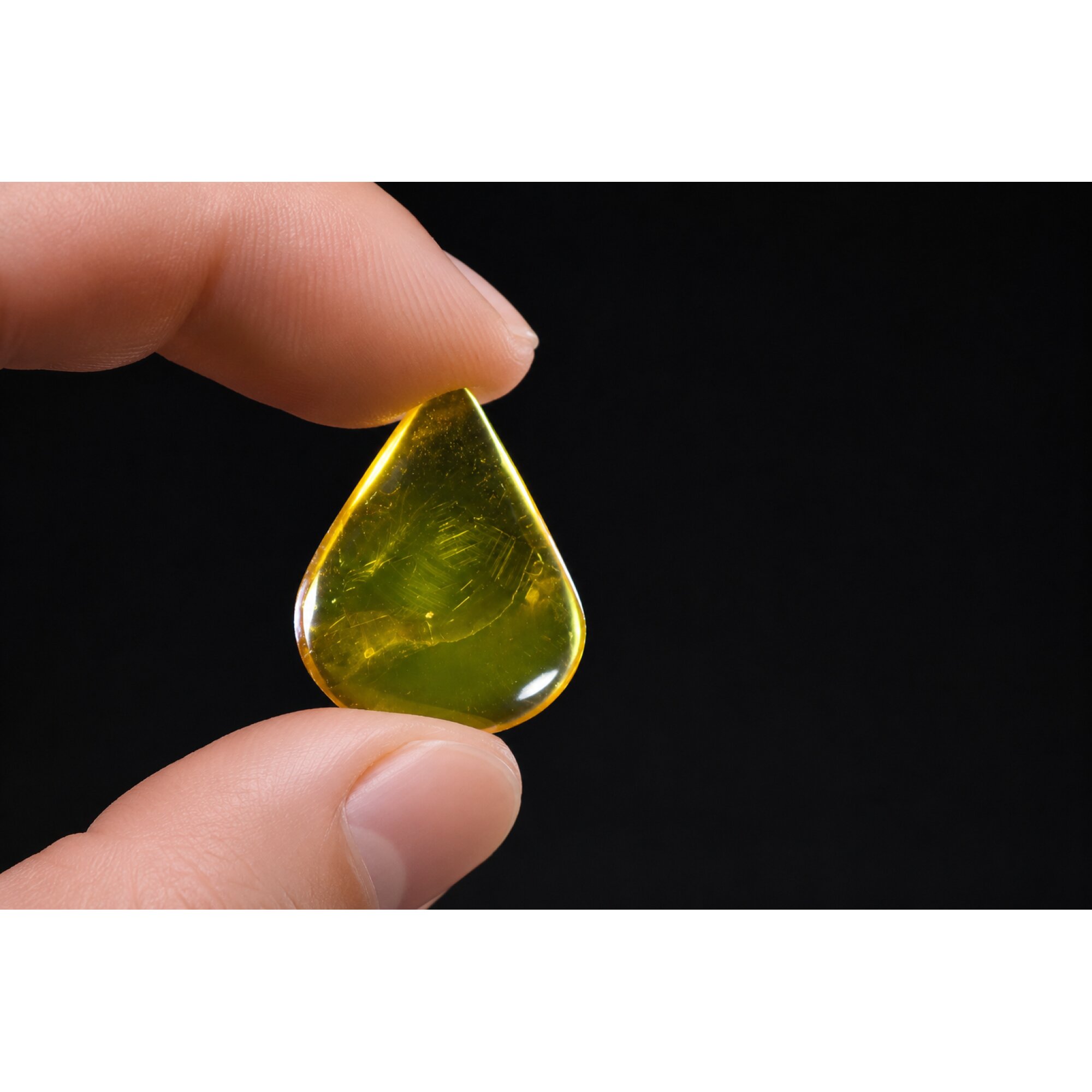 Clear green yellow Natural Dominican Amber teardrop Polished Stone 24 mm – photo 5