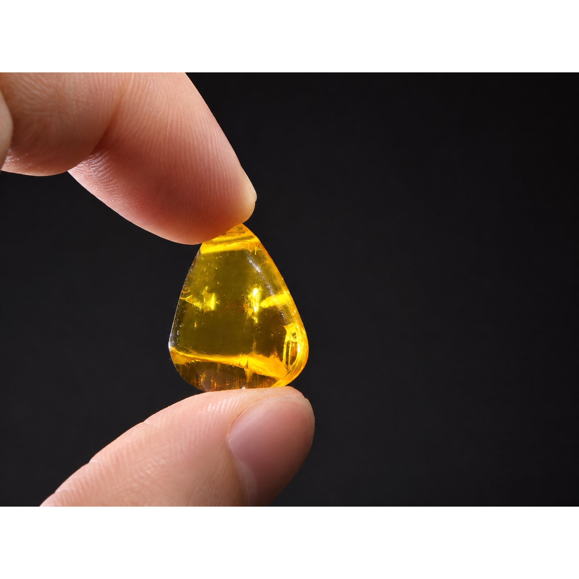 Clear yellow orange Natural Dominican Amber teardrop Polished Stone 20 mm – photo 2