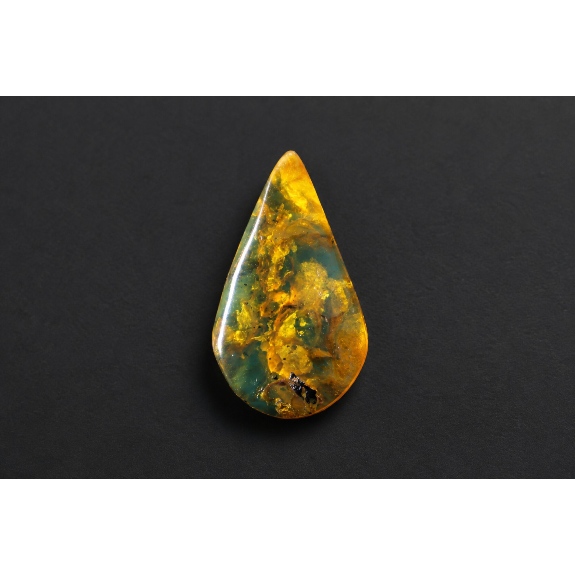 Clear green blue Natural Dominican Amber teardrop Polished Stone 26 mm – photo 3
