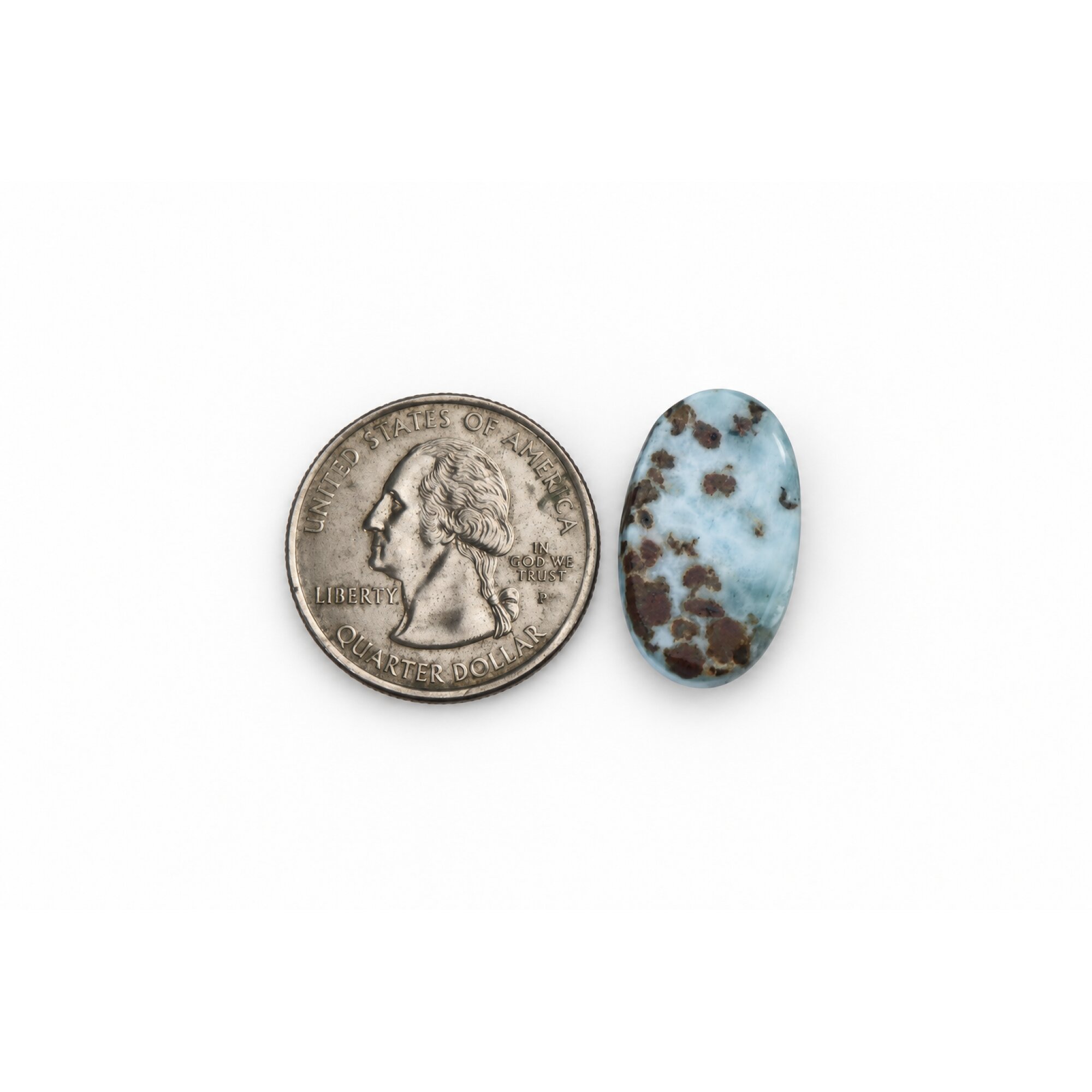 sky blue Natural Dominican Larimar oval Polished Stone 22 mm – photo 2