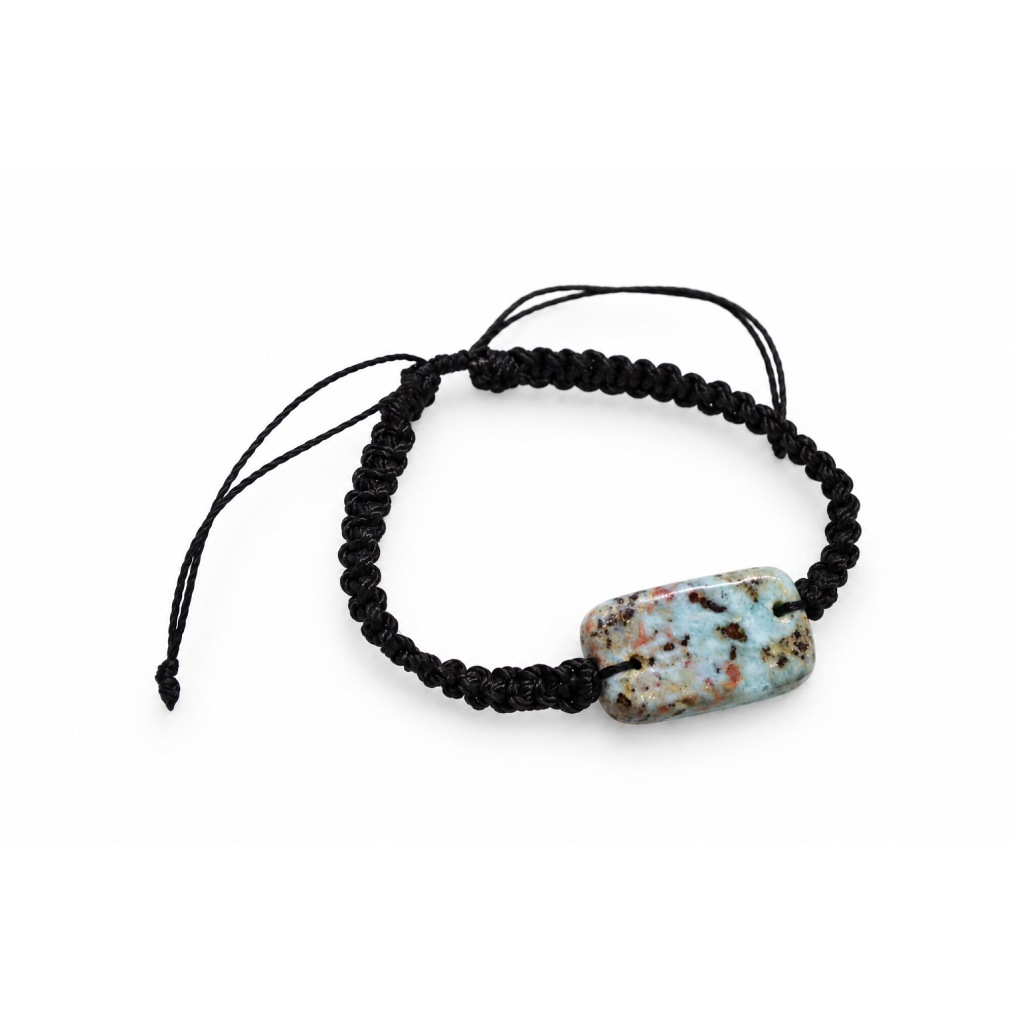 Artisan made red blue Dominican Larimar macrame bracelet 29mm – photo 3