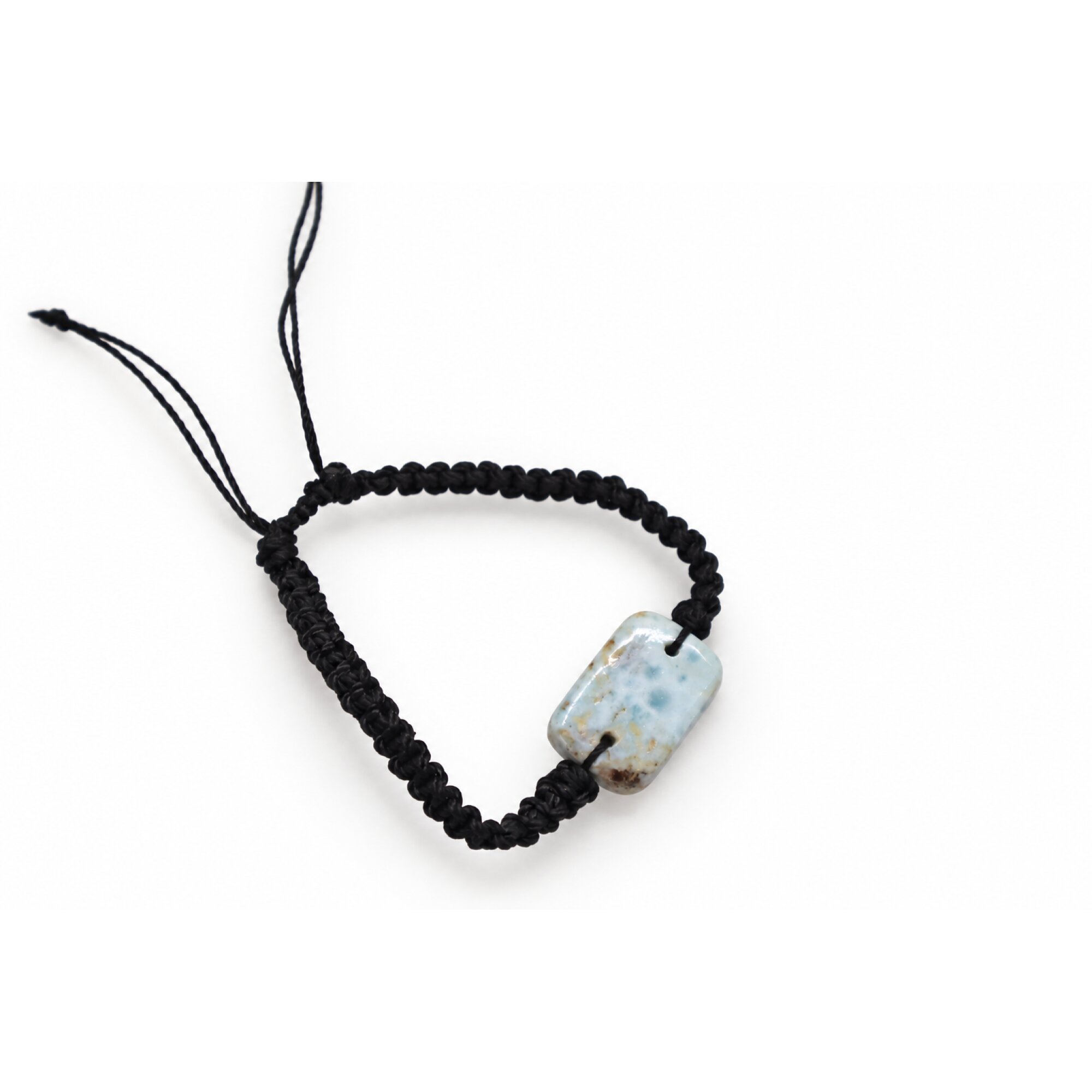 Artisan made red blue Dominican Larimar macrame bracelet 24mm – photo 4