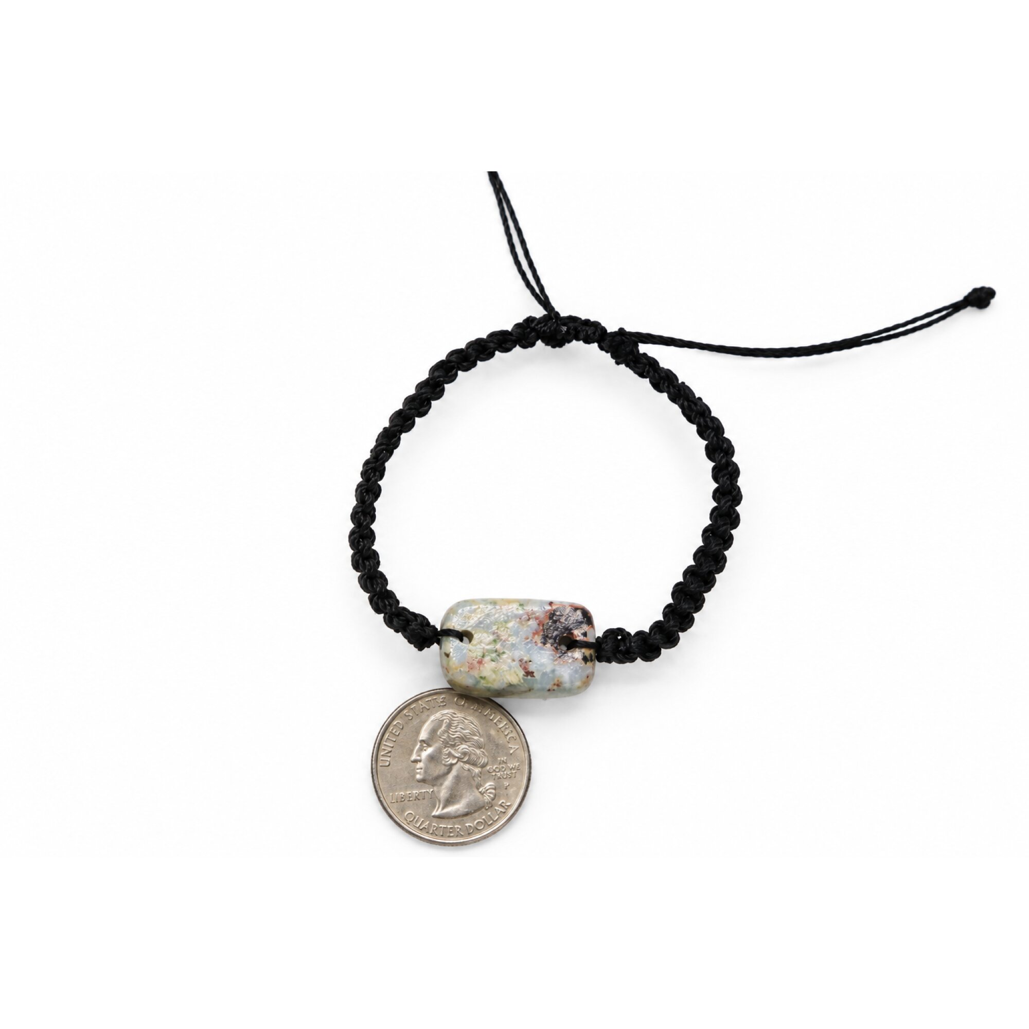Artisan crafted red blue Dominican Larimar macrame bracelet 23mm – photo 3