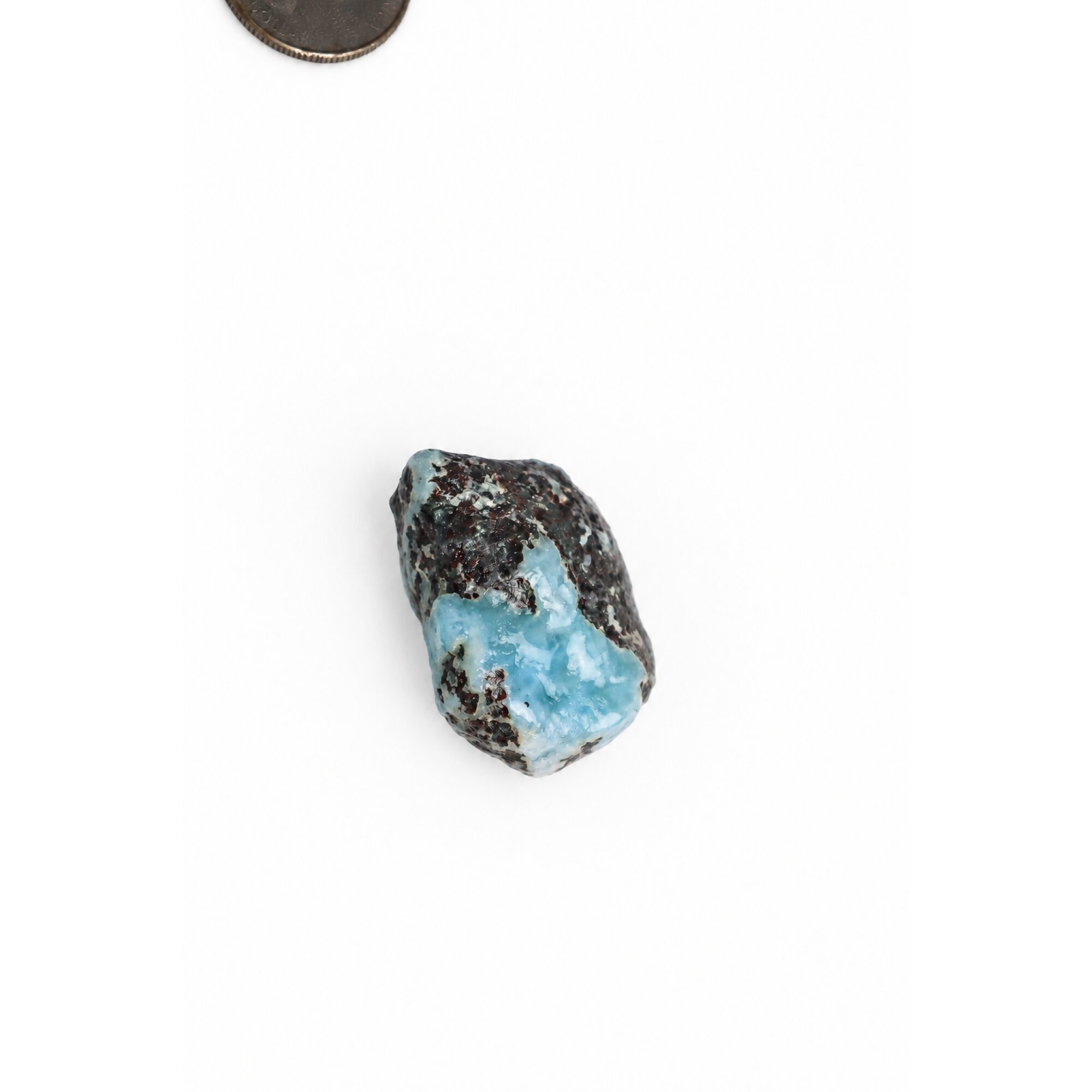 Nature created sky blue rough Dominican Larimar 37mm – photo 2