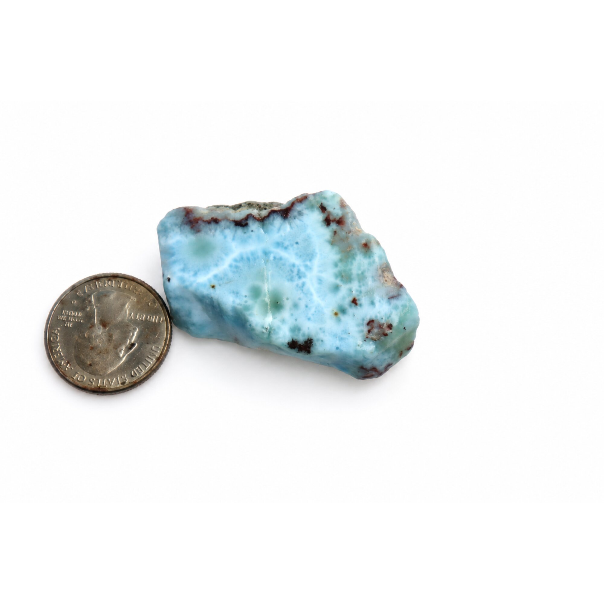 Pure natural sky blue rough Dominican Larimar 53mm – photo 2