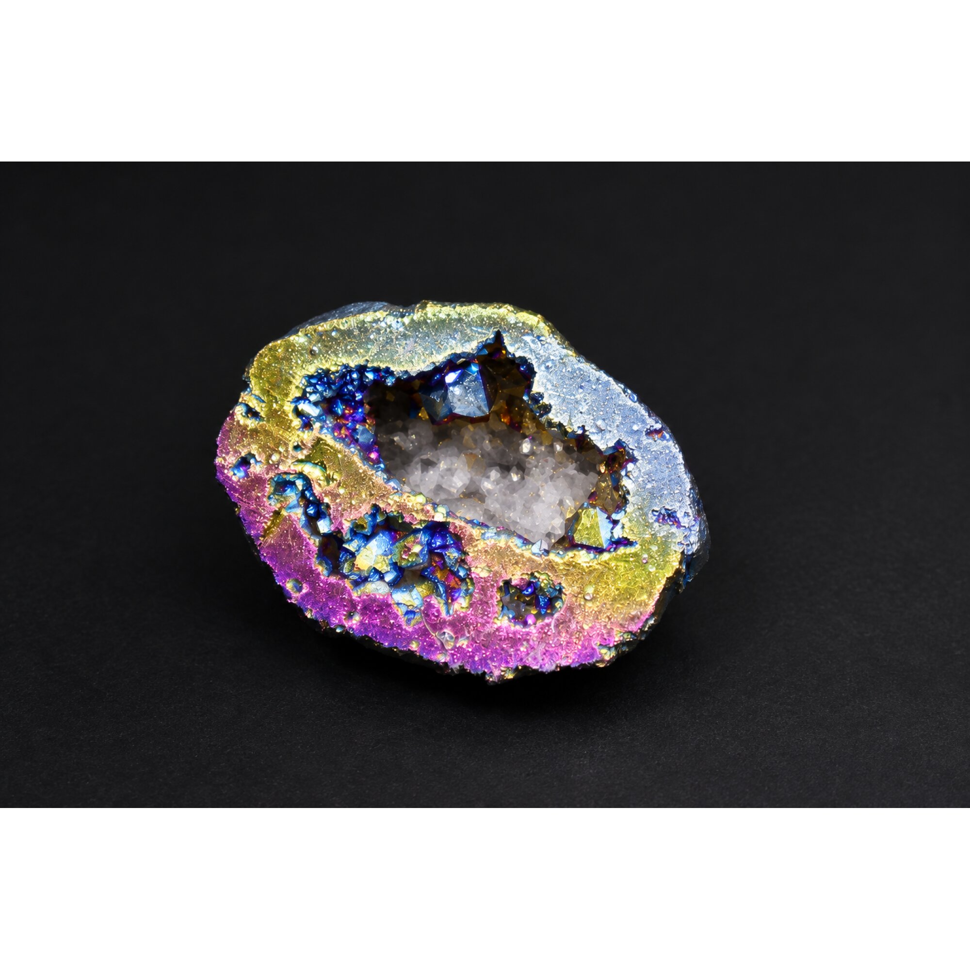 Genuine Rainbow pink titanium aura quartz druzy geode raw specimen 46mm – photo 6