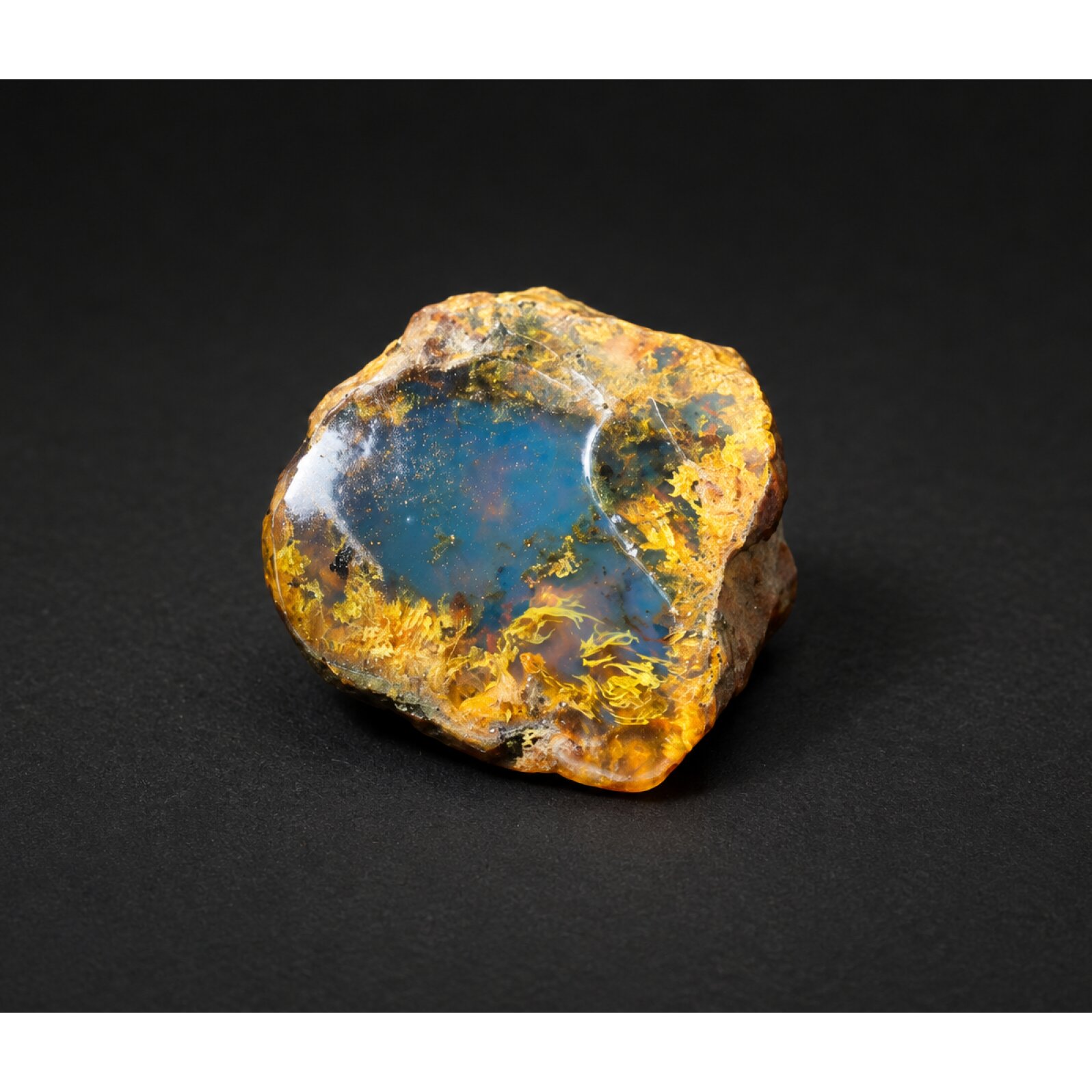Real royal blue rough specimen Dominican amber 26mm