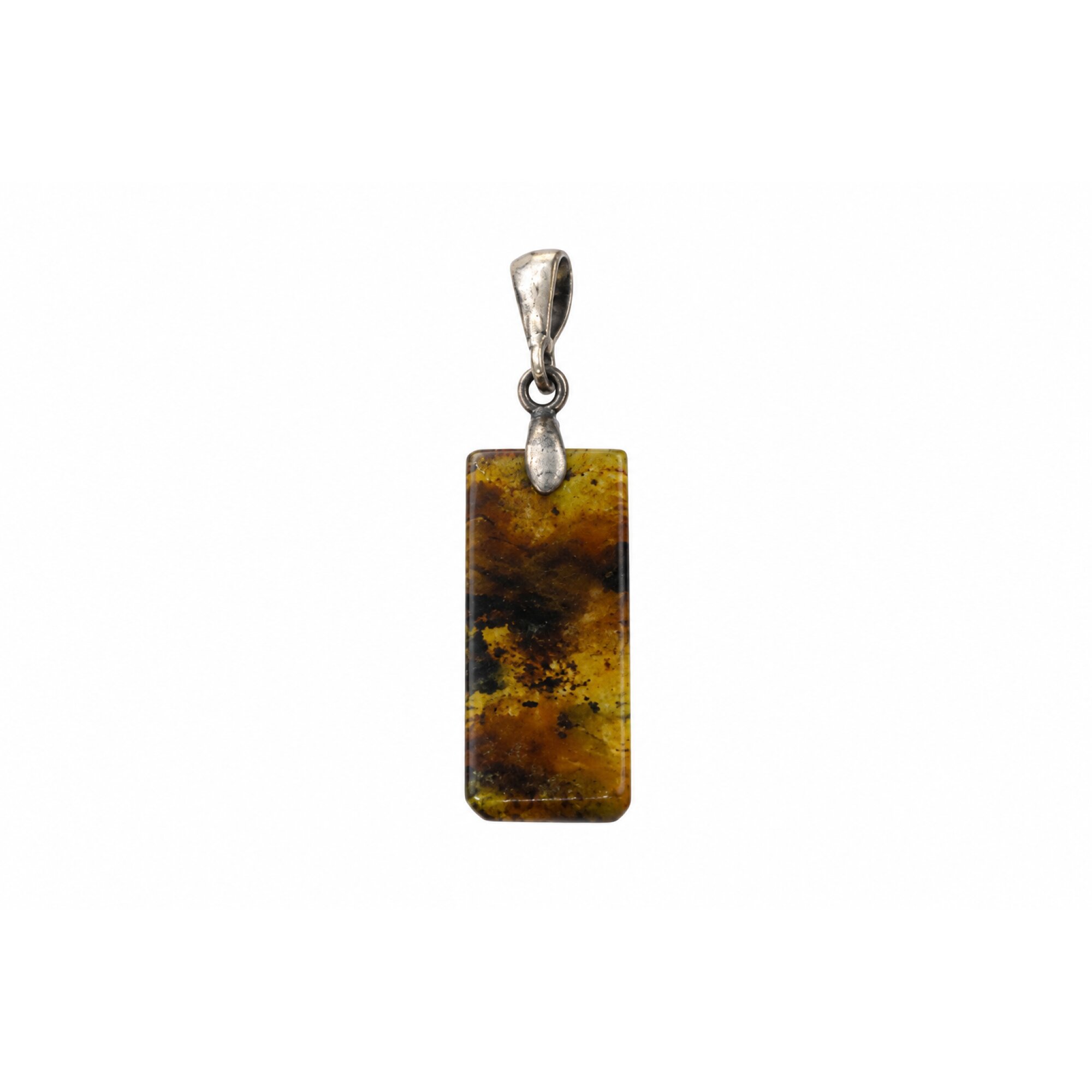 Real royal blue Dominican amber sterling silver pendant 36mm – photo 5