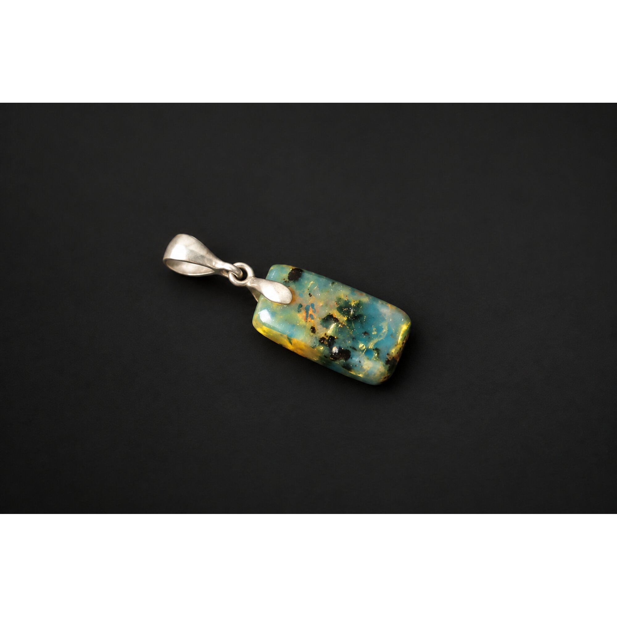 Artisan crafted dark yellow Dominican amber sterling silver pendant 33mm – photo 5