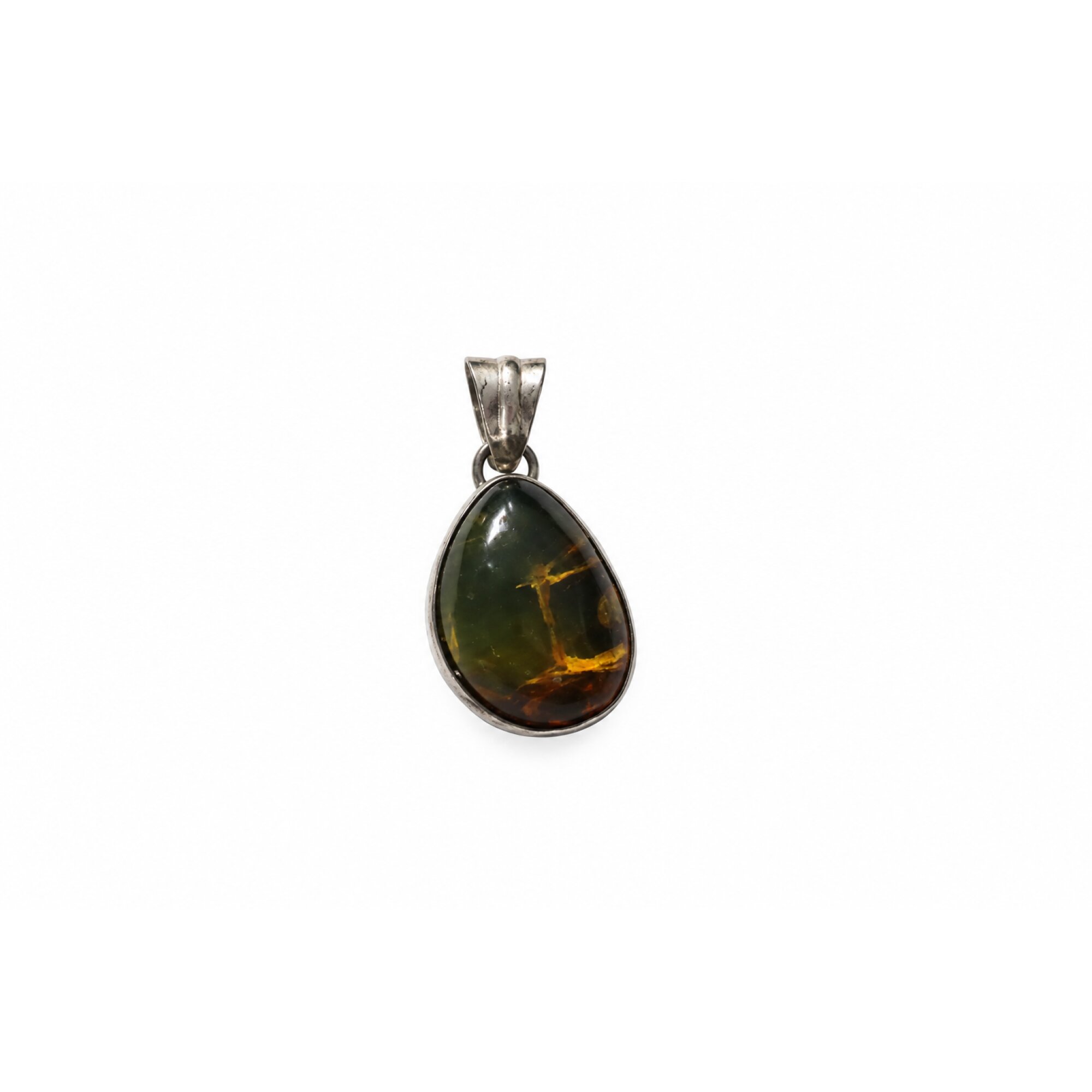 Genuine handcrafted sky blue Dominican amber sterling silver pendant 25mm – photo 4