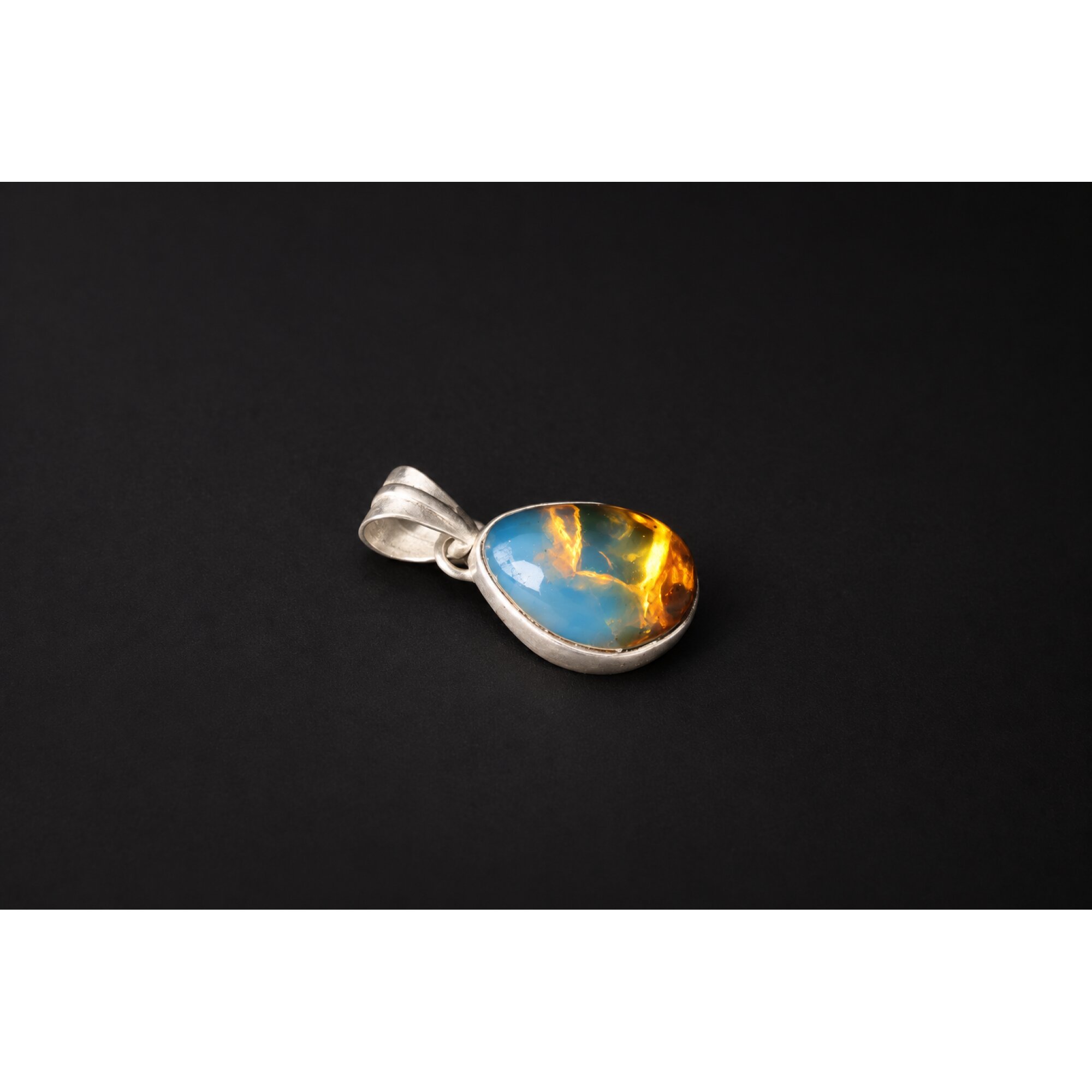 Genuine handcrafted sky blue Dominican amber sterling silver pendant 25mm – photo 9