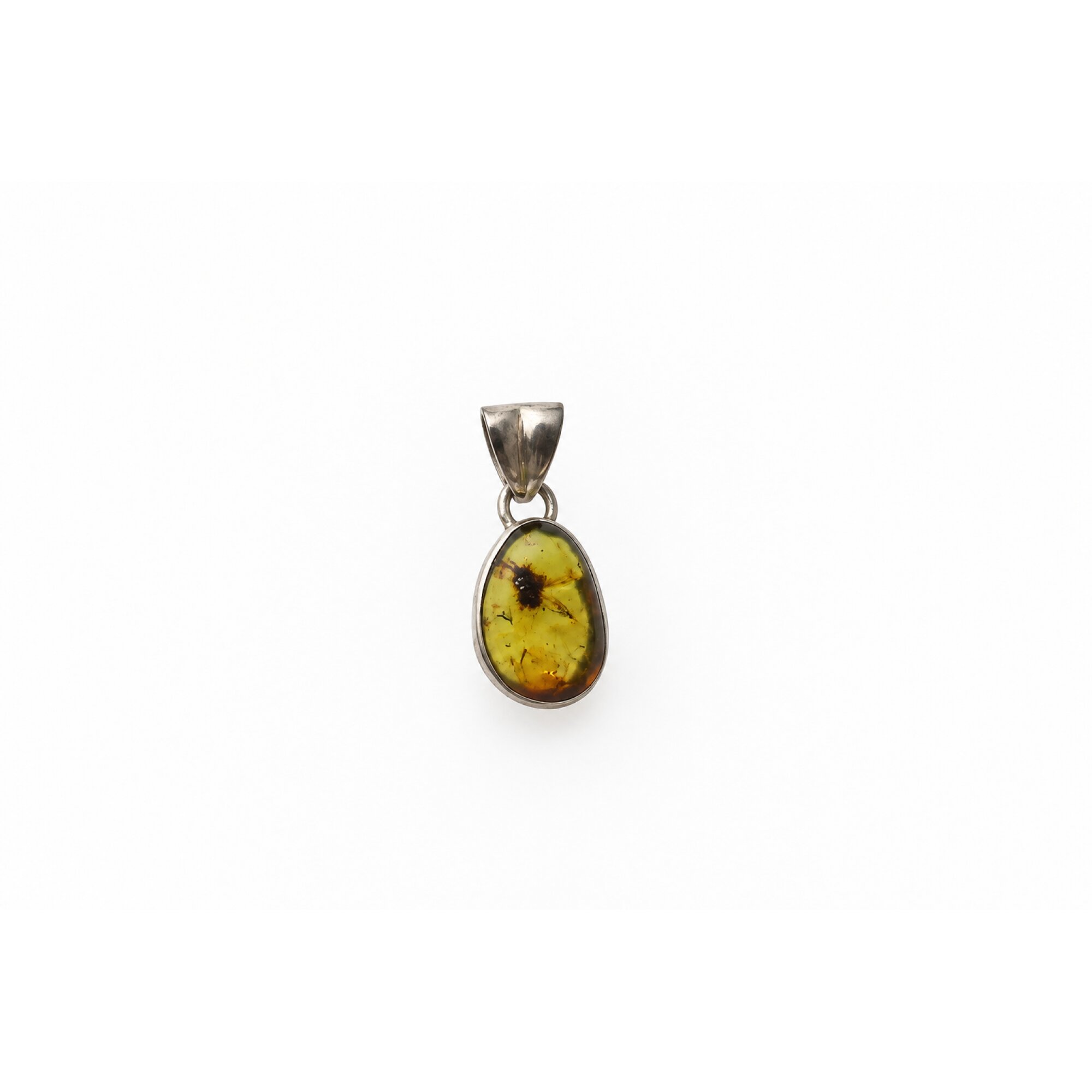 Handcrafted sky blue Dominican amber sterling silver pendant 24mm – photo 6