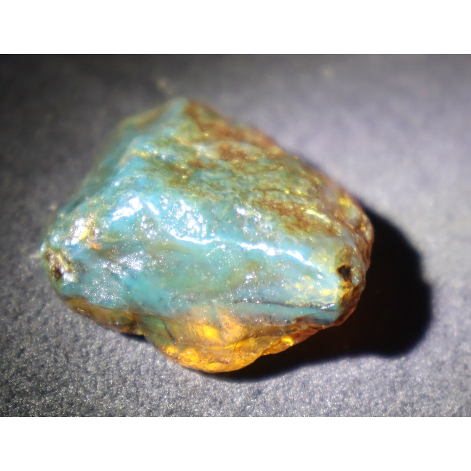 Genuine sky blue rough specimen Dominican amber 43mm