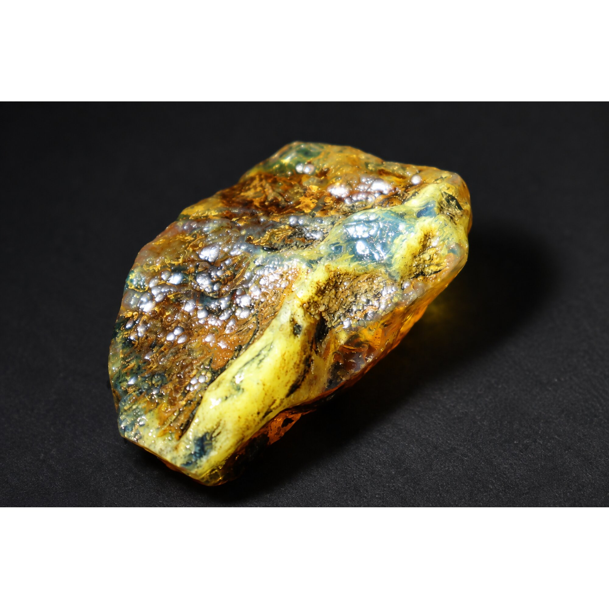 Genuine yellow blue rough specimen Dominican amber 41mm – photo 11