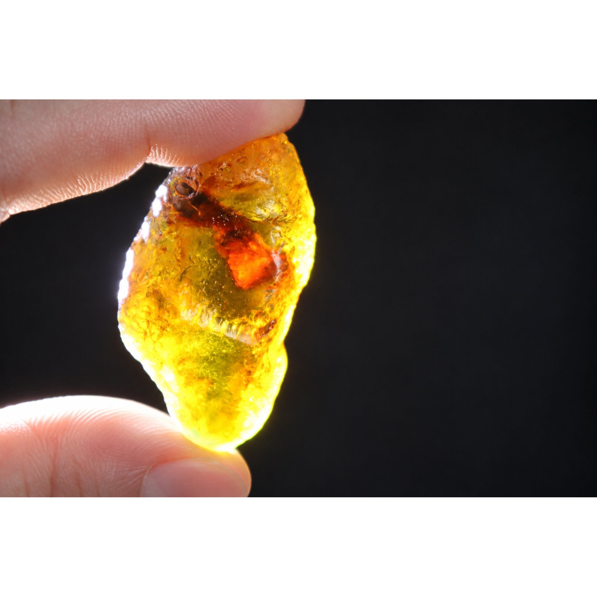 Genuine orange blue rough specimen Dominican amber 53mm – photo 14