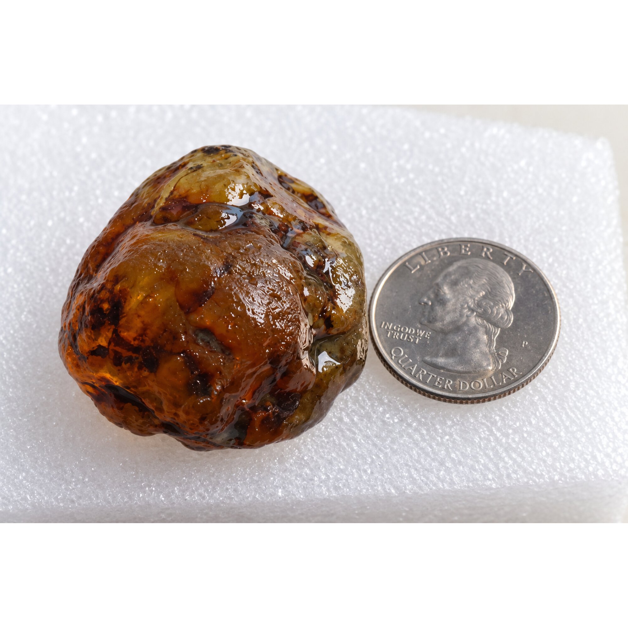 Real orange blue rough specimen Dominican amber 44mm – photo 2