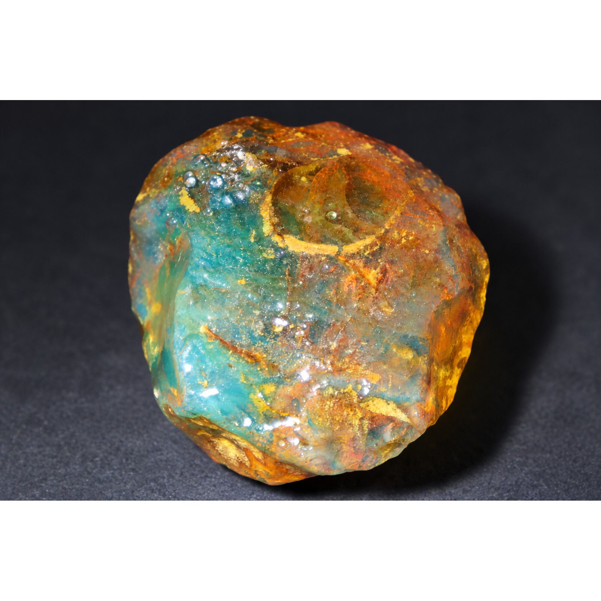 Real orange blue rough specimen Dominican amber 44mm – photo 6