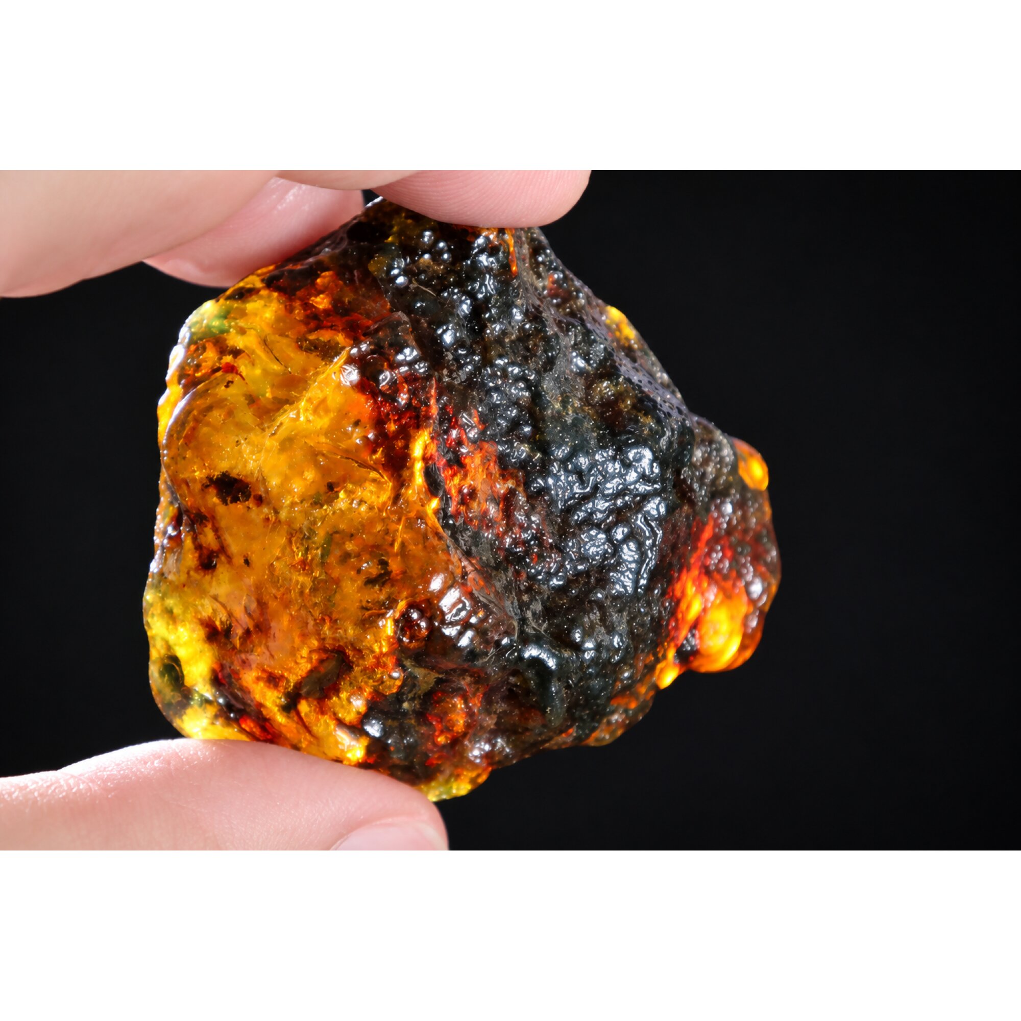 Authentic deep green blue rough specimen Dominican amber 60mm – photo 16