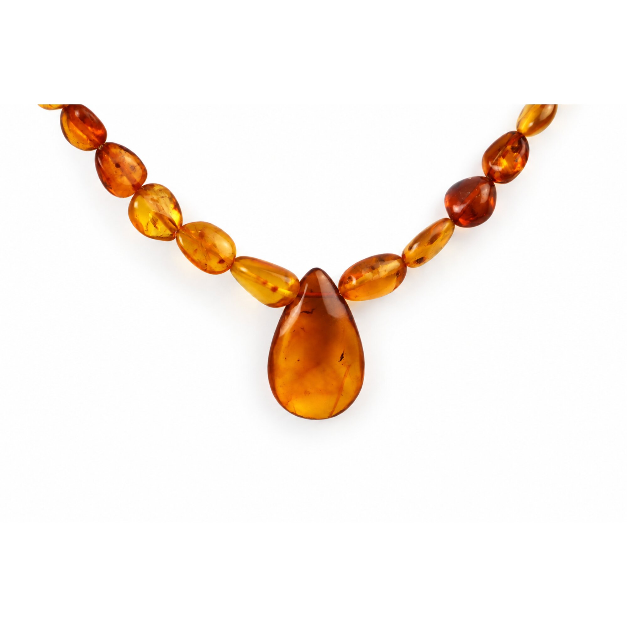 Genuine green orange Dominican amber sterling silver necklace 19.3in – photo 4