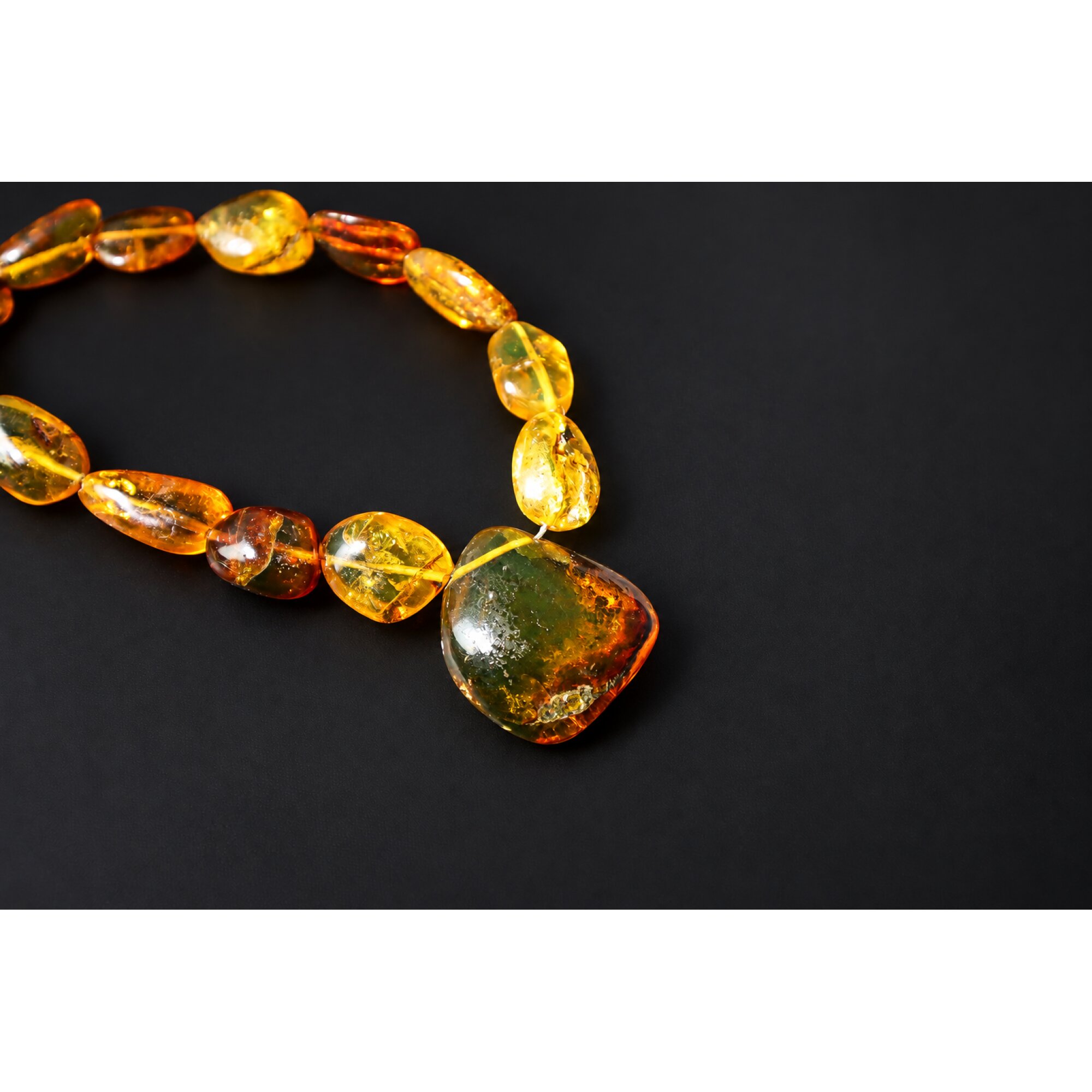 Real green red Dominican amber sterling silver necklace 19.3in – photo 8