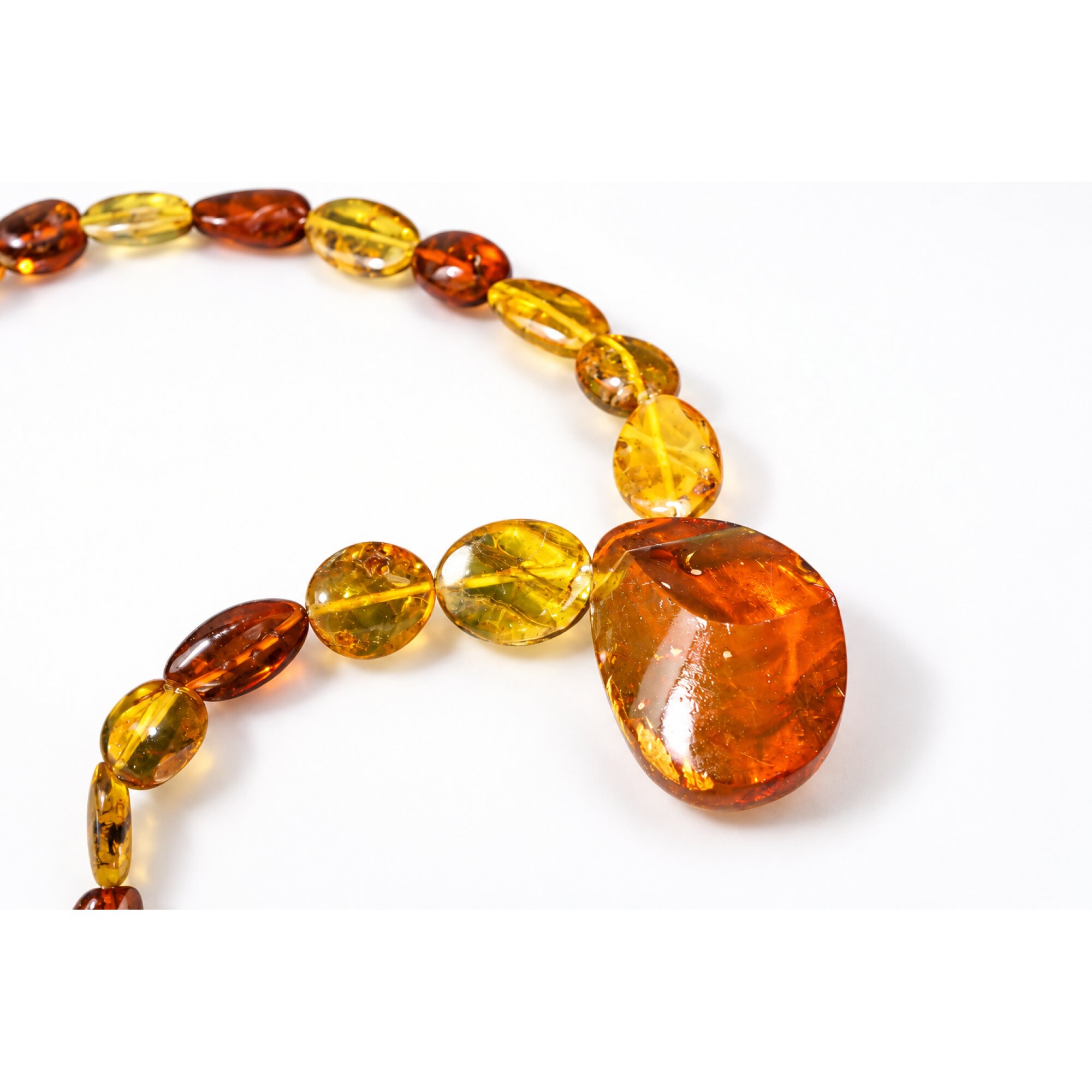 Skilled craftsmanship orange red Dominican amber sterling silver necklace 19.7in – photo 9