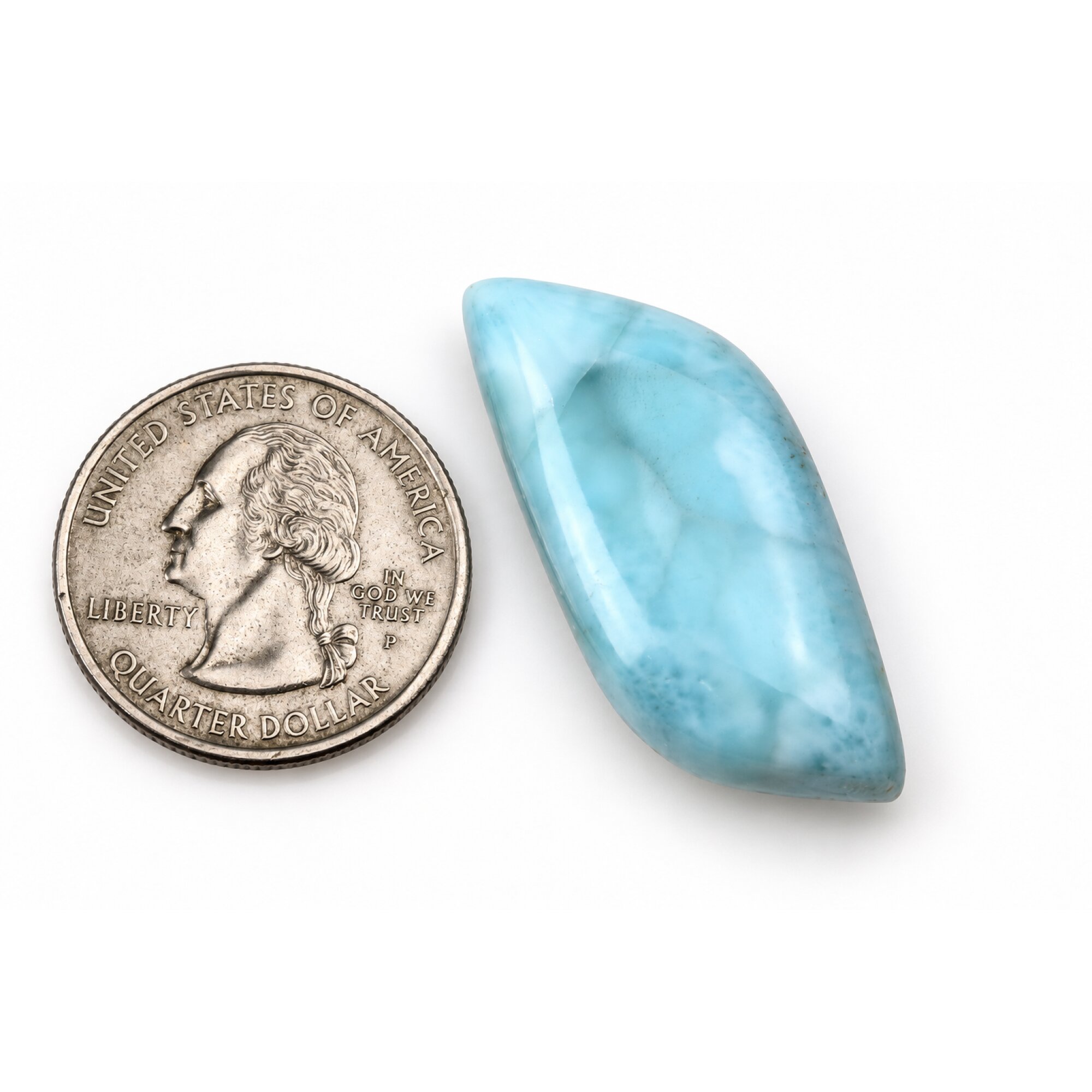Artisan crafted sky blue Dominican Larimar cabochon 39mm – photo 5