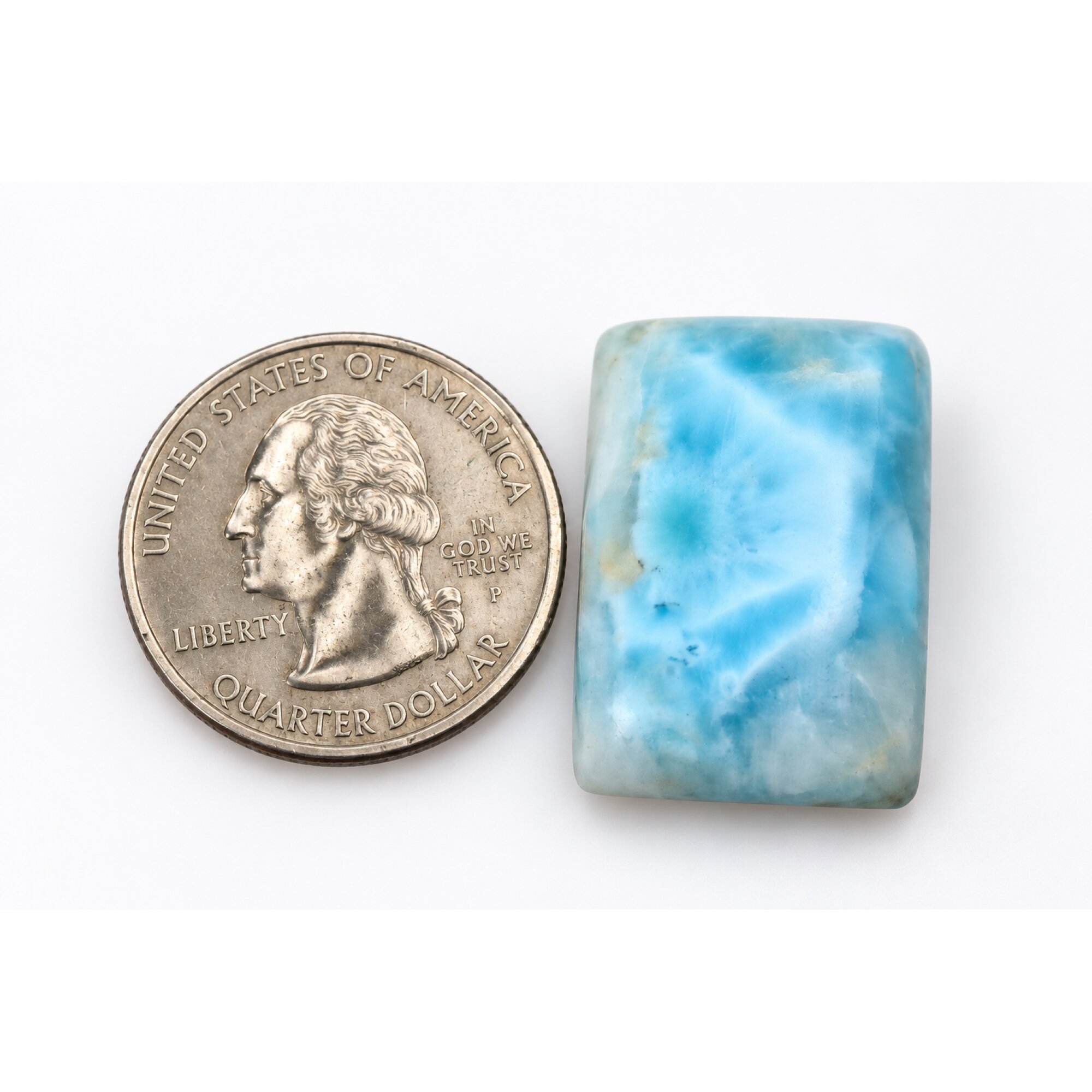 Artisan crafted sky blue Dominican Larimar cabochon 26mm – photo 3