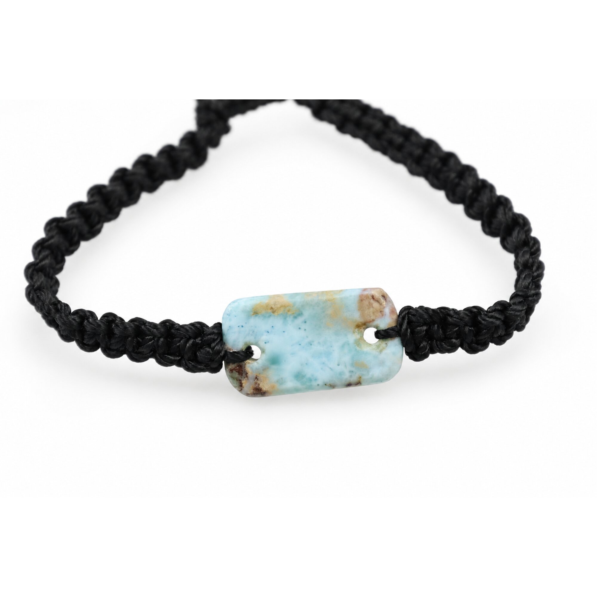 Genuine handcrafted red green blue Dominican Larimar macrame bracelet 22mm – photo 2