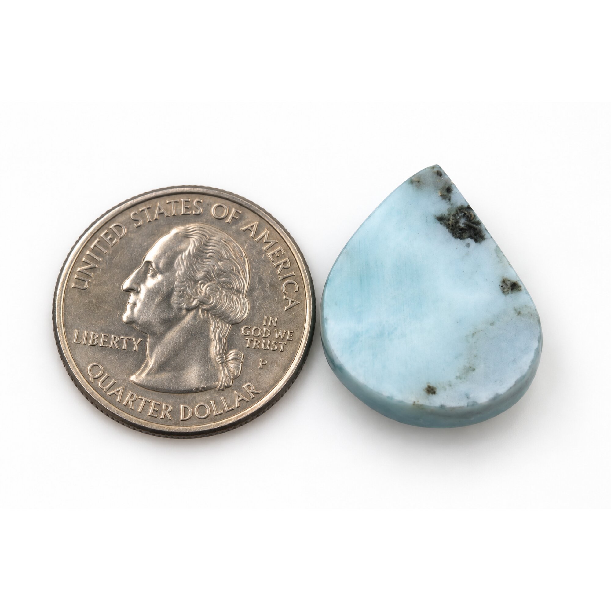Genuine handcrafted sky blue Dominican Larimar cabochon 22mm – photo 4