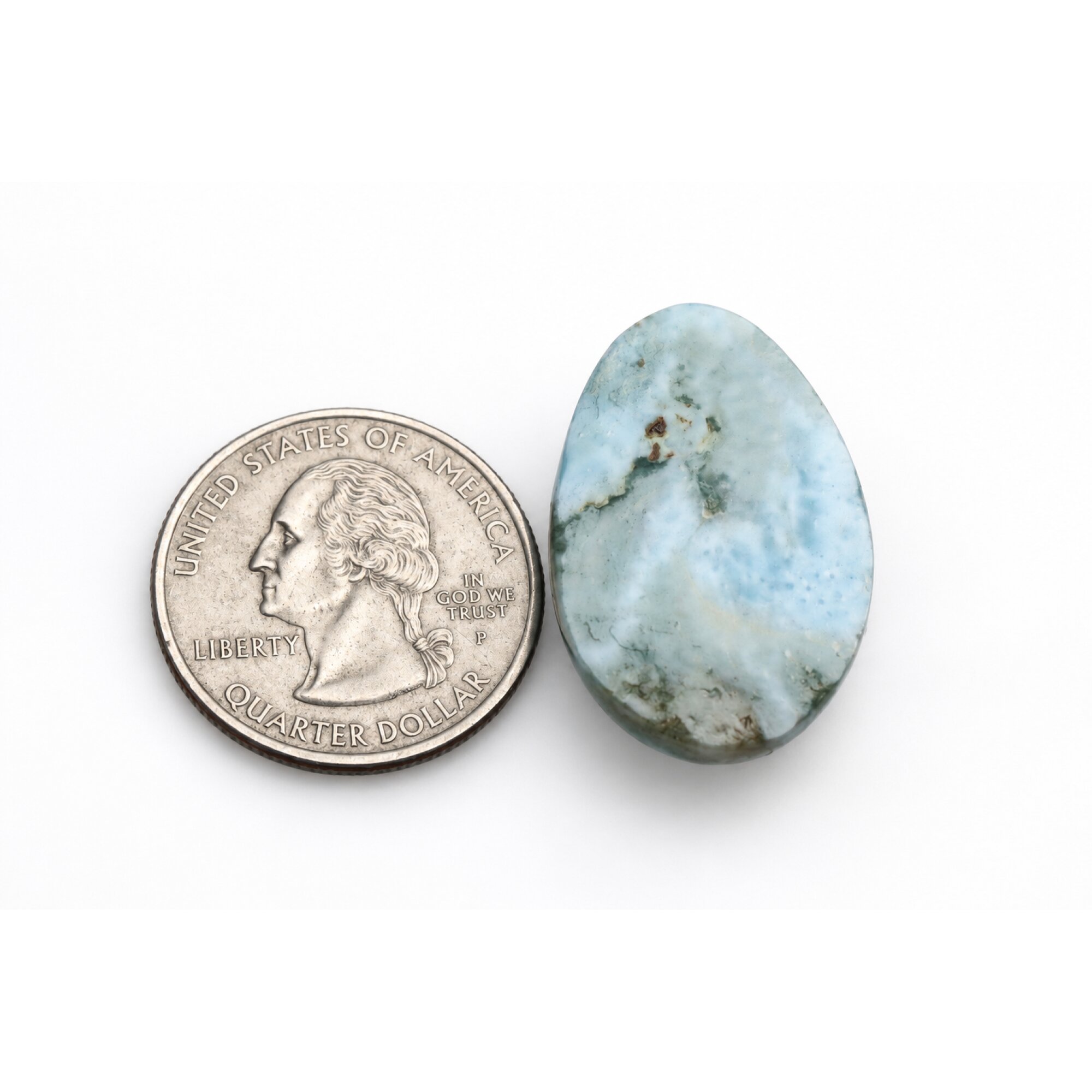 Genuine handcrafted sky blue Dominican Larimar cabochon 30mm – photo 5