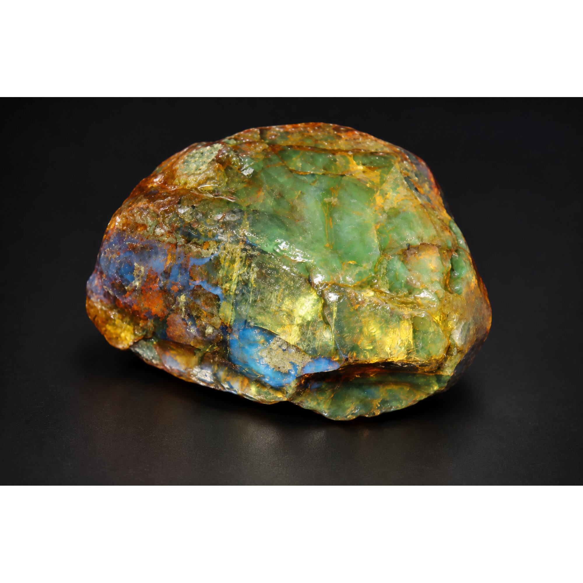 Untreated orange green rough specimen Dominican amber 45.1g – photo 10