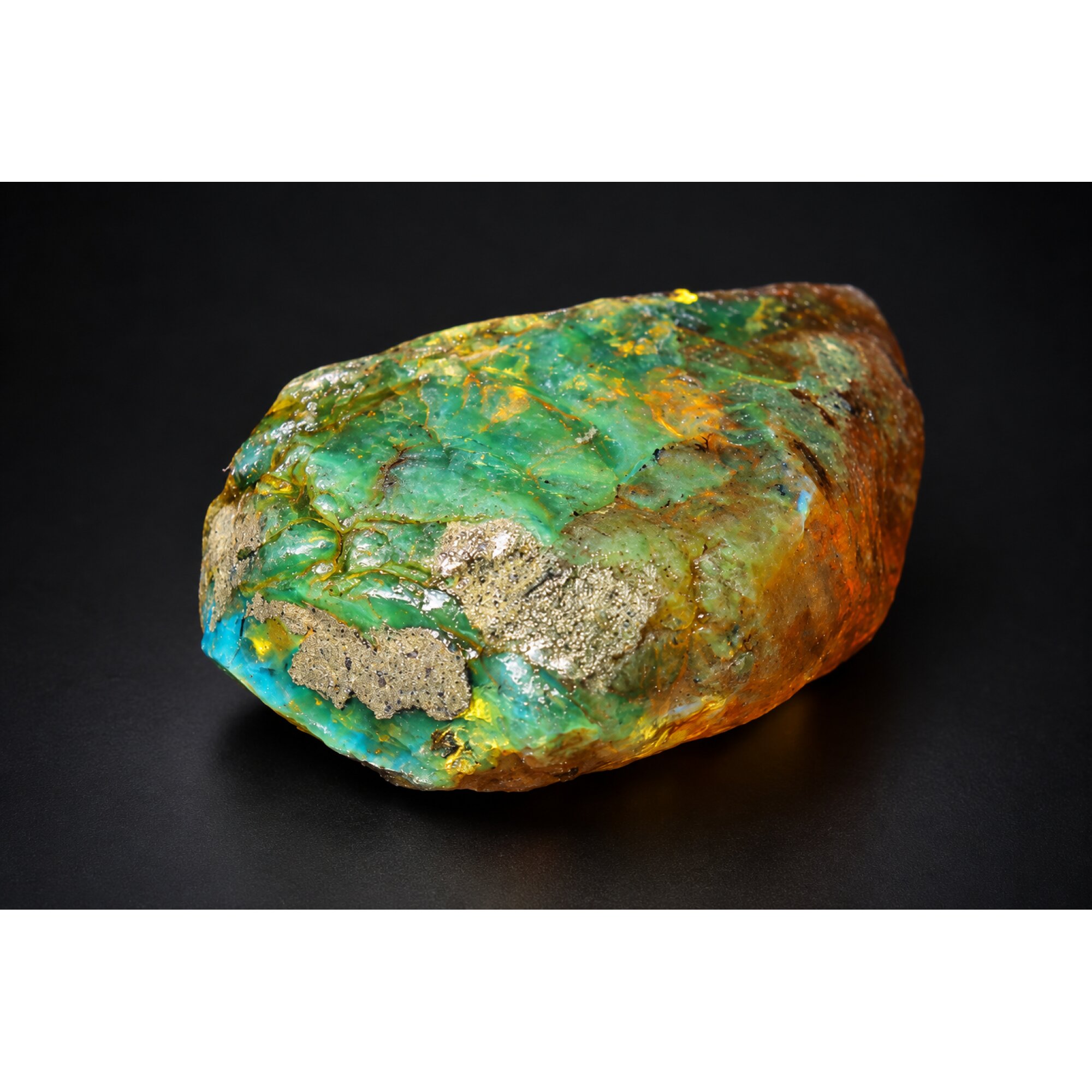 Untreated orange green rough specimen Dominican amber 45.1g – photo 13