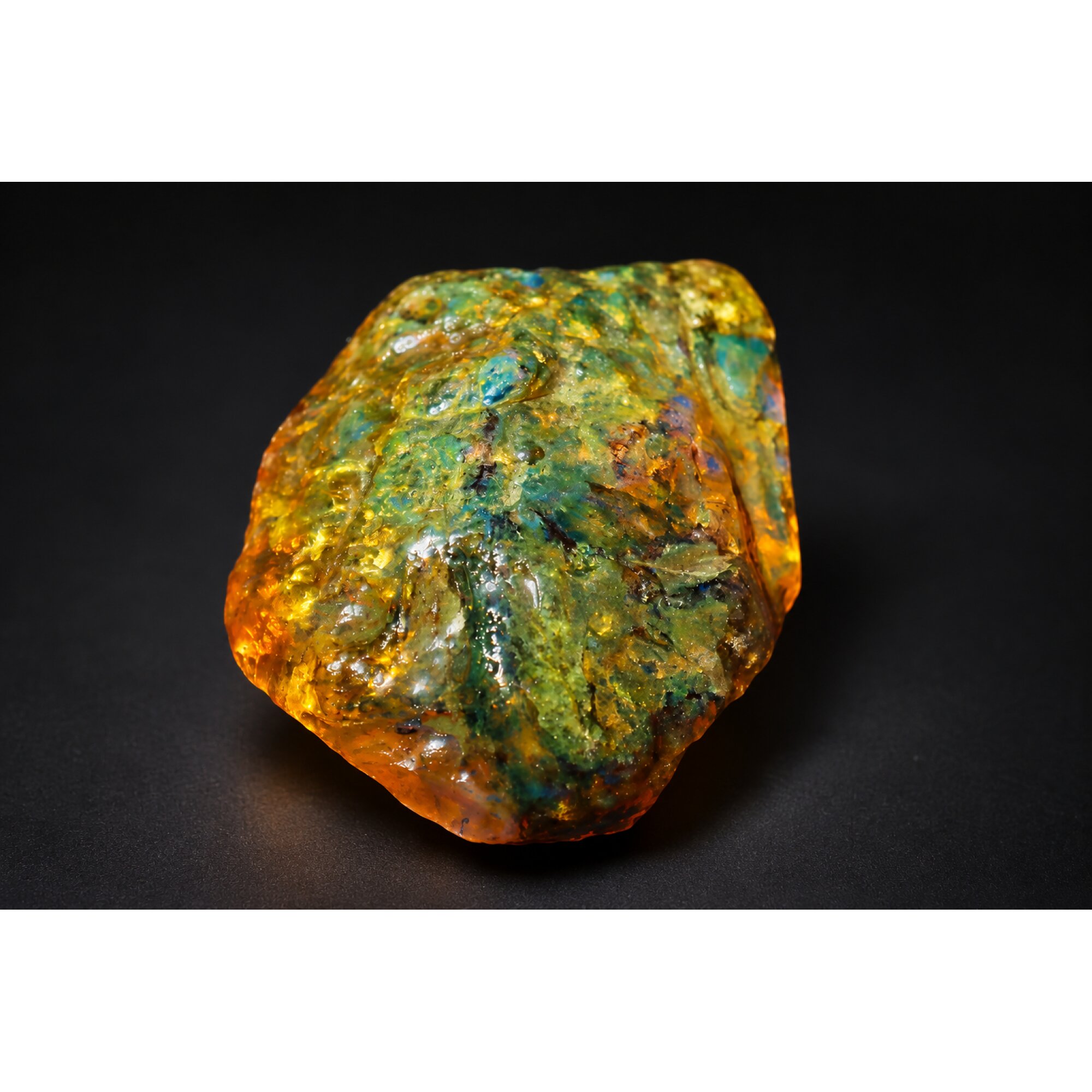 Untreated orange green rough specimen Dominican amber 45.1g – photo 19