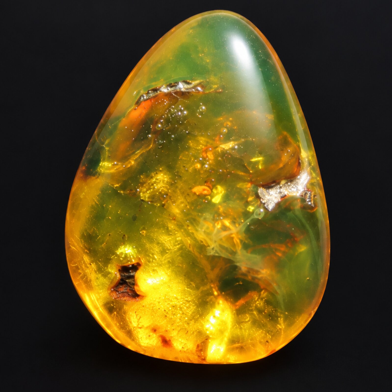 Pure natural green yellow polished Dominican amber 1.3g