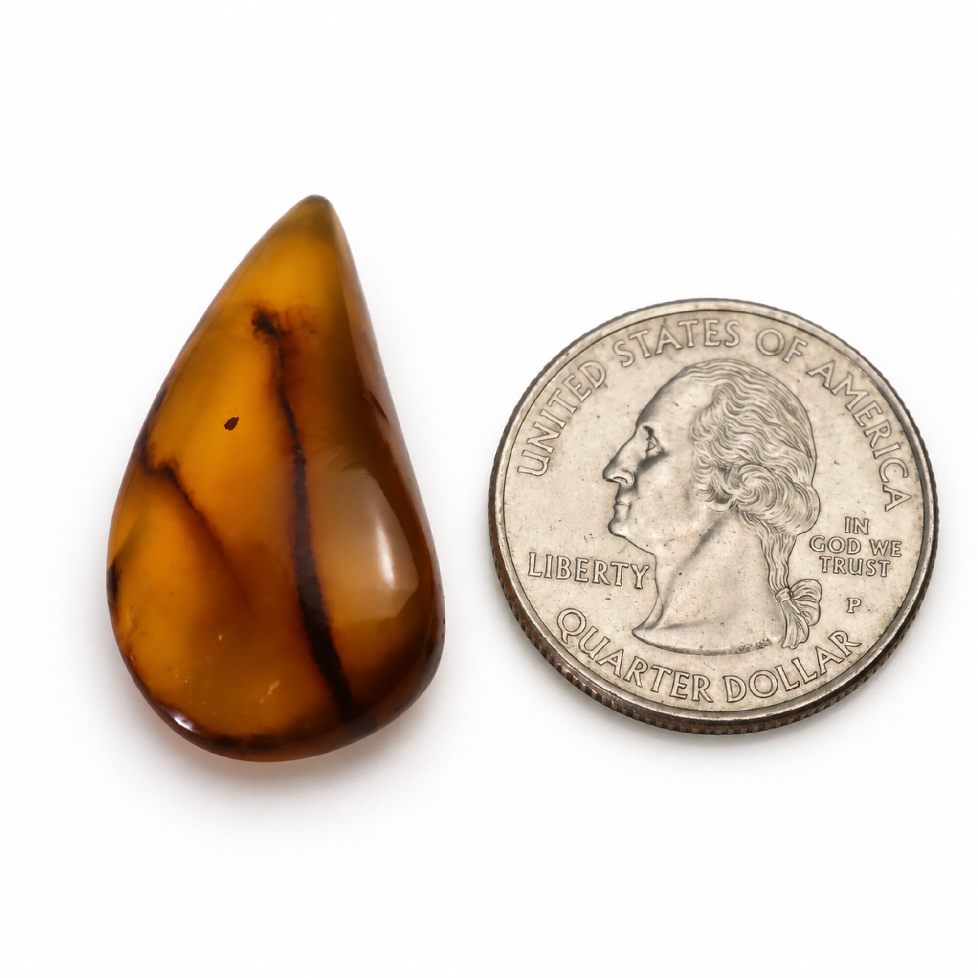 Natural orange green polished Dominican amber – photo 3