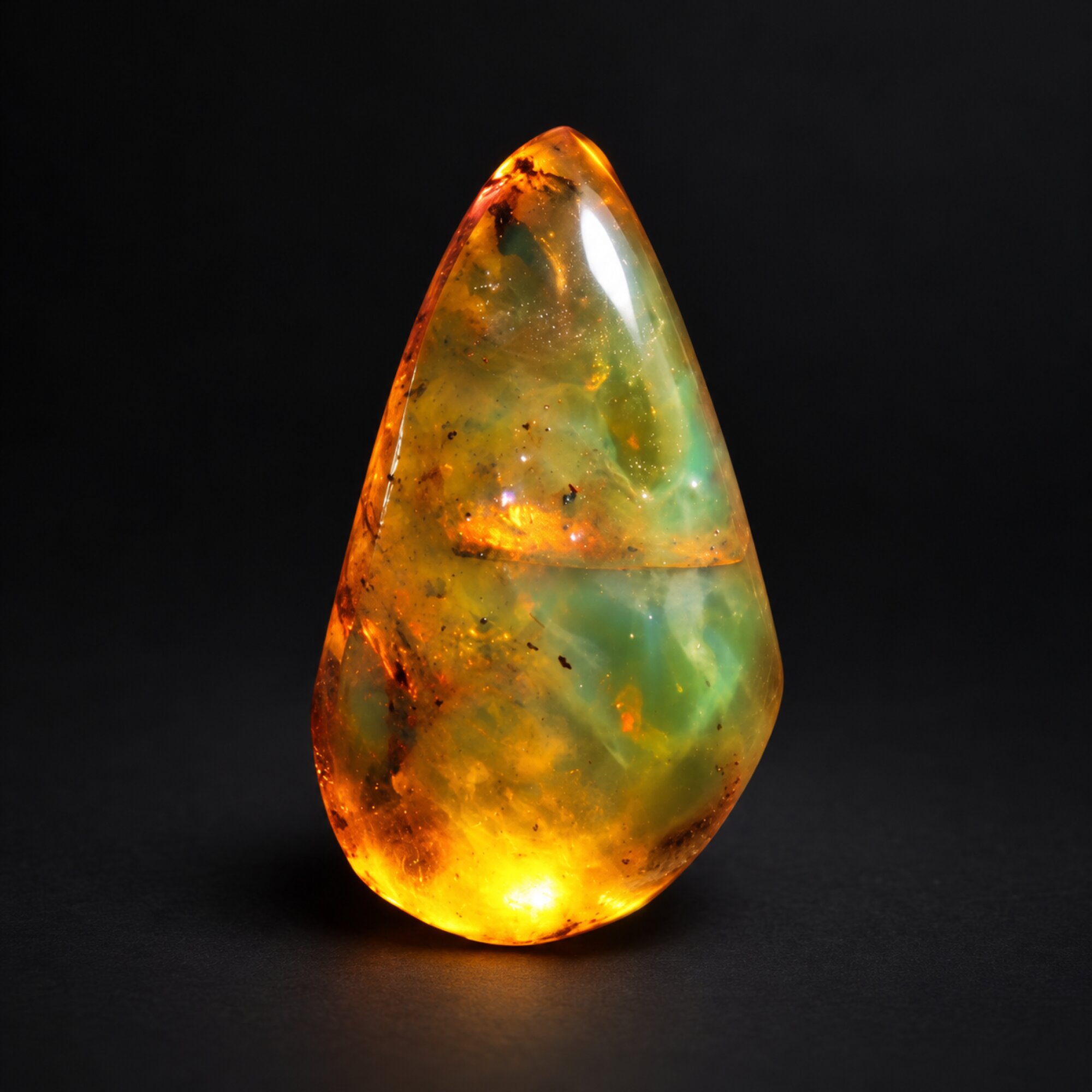 Natural orange green polished Dominican amber – photo 2