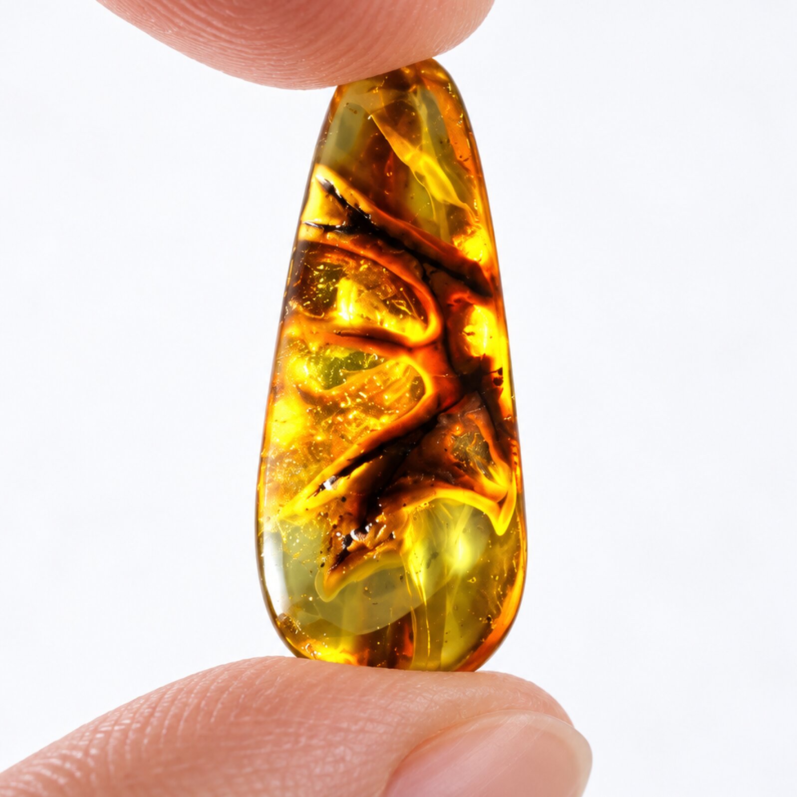 Natural yellow green polished Dominican amber
