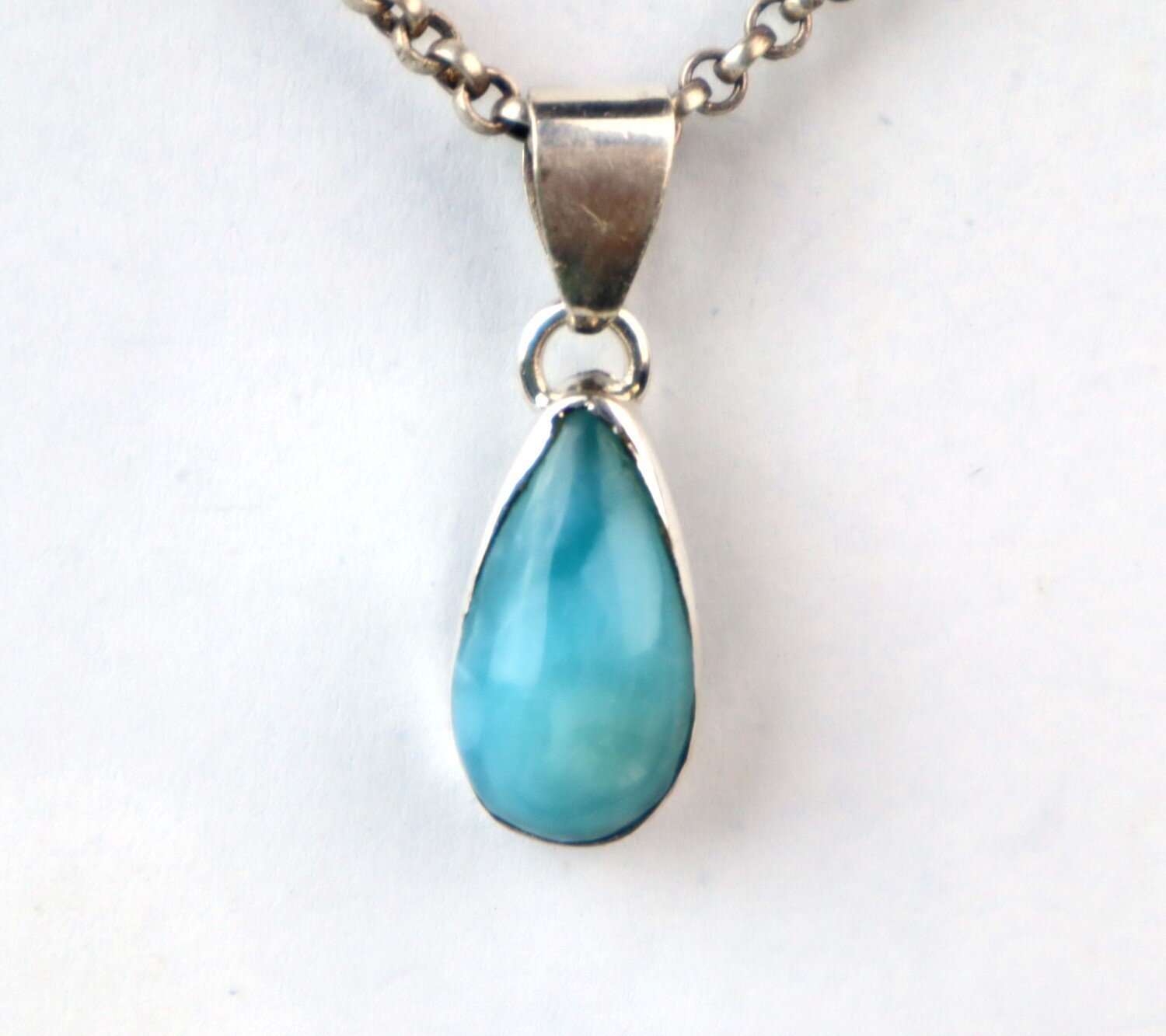 Deep Blue Larimar 925 Sterling Silver Pendant 29mm – photo 6
